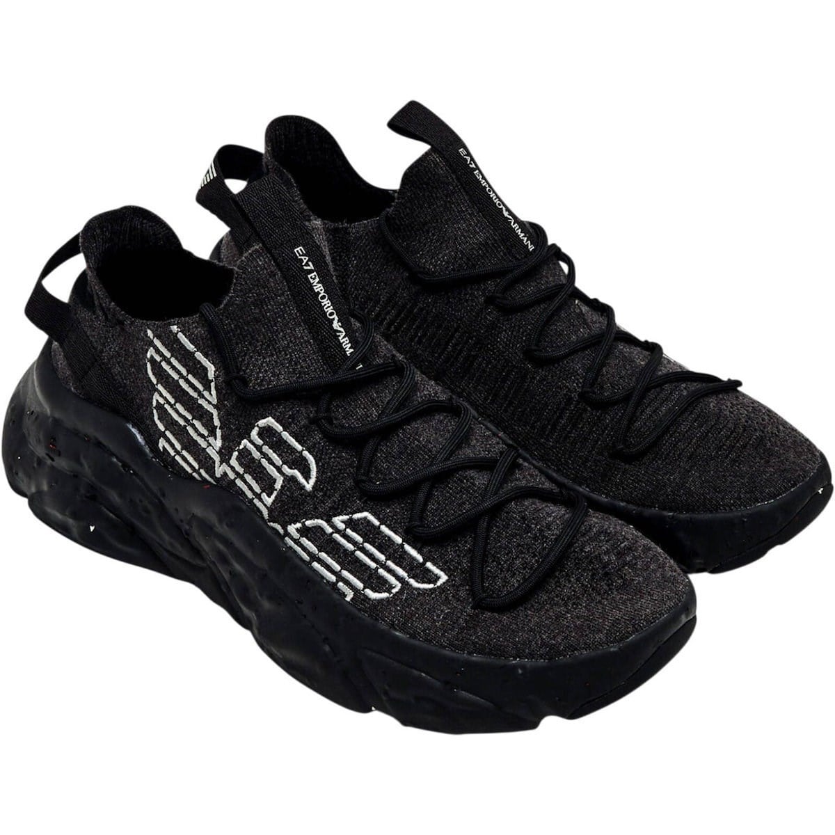 EA7 Ea7 Unısex Yüksek Rahat Tabanlı Kartal Logo Desenli Siyah Sneaker 7X000600 AF22912-MZ875