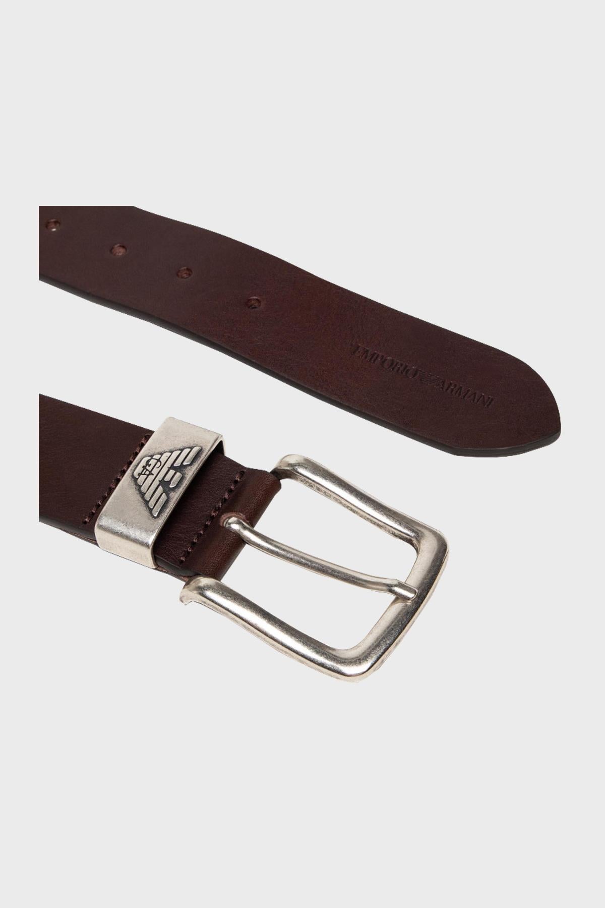 Emporio Armani Emporıo Armani Erkek %100 Deri Marka Logolu Kahverengi Kemer Y4S201 YDD6G-80005