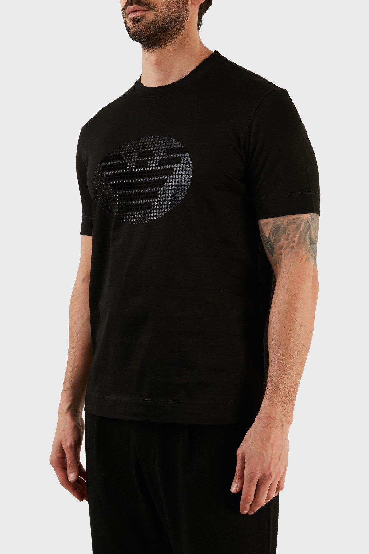 Emporio Armani Emporıo Armani Erkek %100 Pamuk Jersey Kumaş Marka Logolu Siyah T-Shirt 3R1TU1 1JSAZ-0999