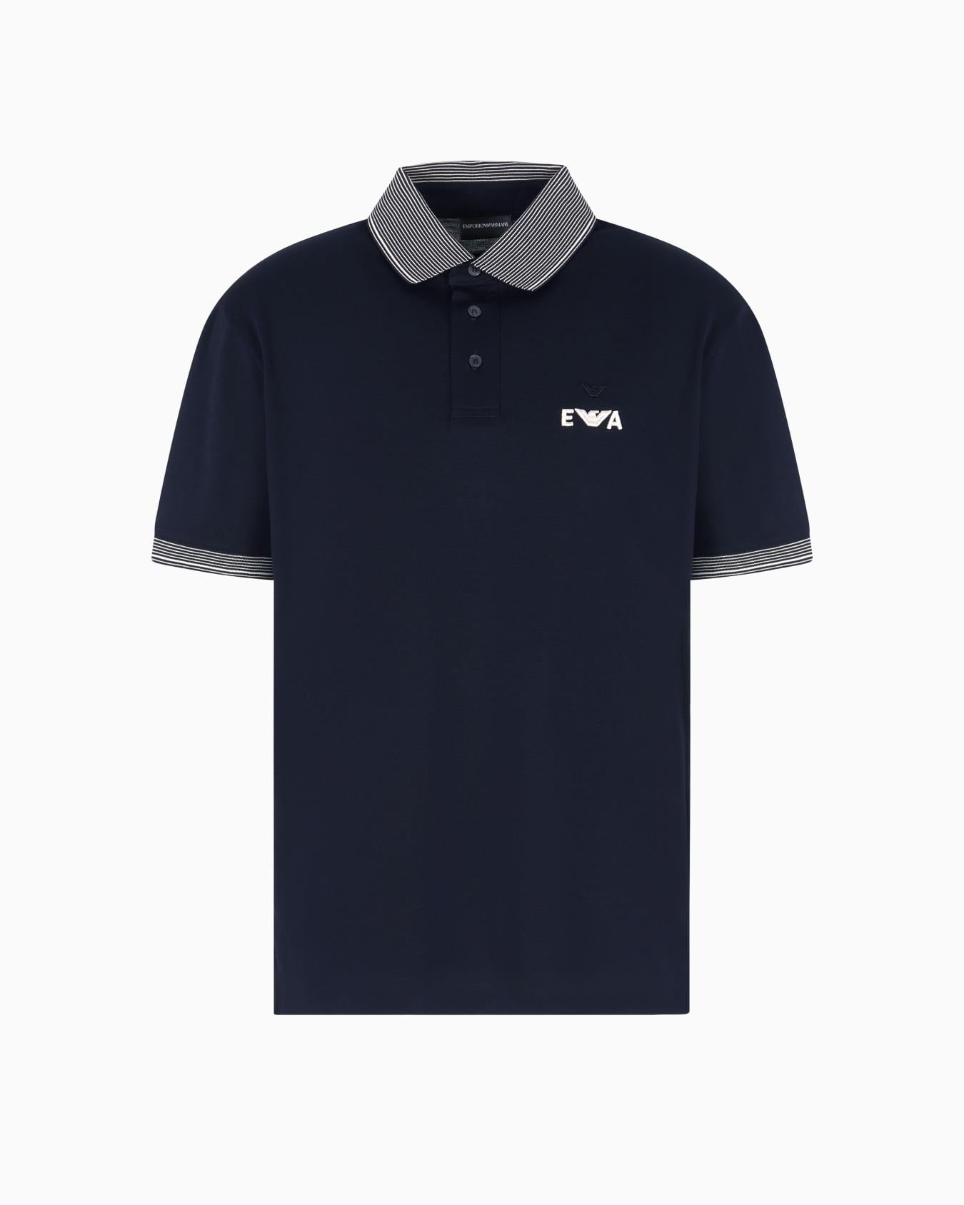EMPORIO ARMANI Emporıo Armani Erkek %100 Pamuklu Logolu Kısa Kollu Lacivert Polo Yaka T-Shirt EM002992 AF12955-UB118