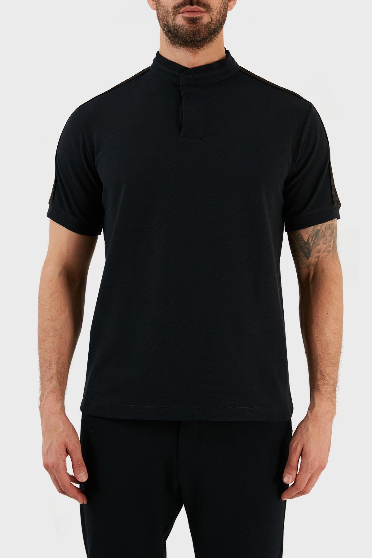 Emporio Armani Emporıo Armani Erkek %100 Pamuk Jersey Kumaş Marka Logolu Lacivert Polo Yaka T-Shirt 3R1FG2 1JCYZ-0920
