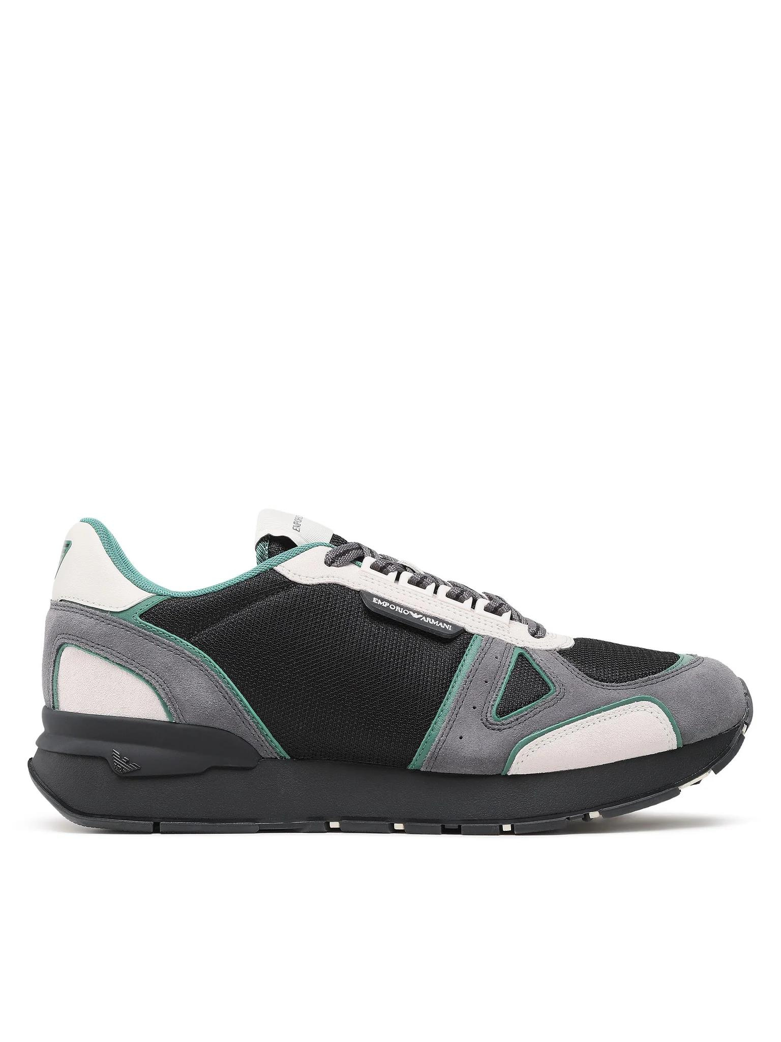 Emporio Armani Emporıo Armani Erkek %100 Polyester Dokuma Kumaş Marka Logolu Siyah Sneaker X4X544 XM727-S719