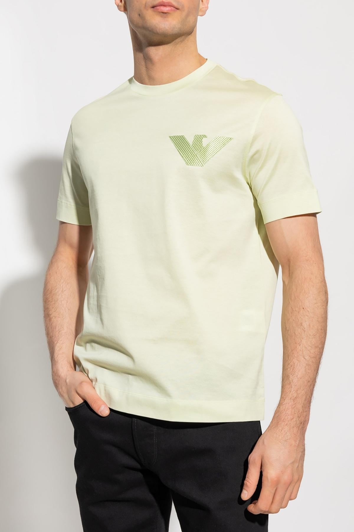 Emporio Armani Emporıo Armani Erkek %100 Pamuklu Logolu Kısa Kollu Yeşil T-Shirt 3R1TZ3 1JSAZ-0594