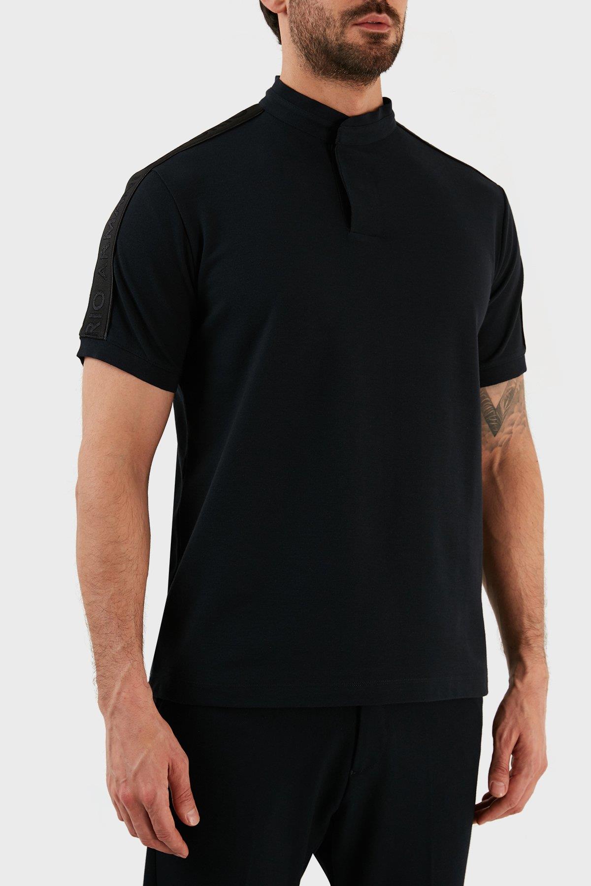 Emporio Armani Emporıo Armani Erkek %100 Pamuk Jersey Kumaş Marka Logolu Lacivert Polo Yaka T-Shirt 3R1FG2 1JCYZ-0920