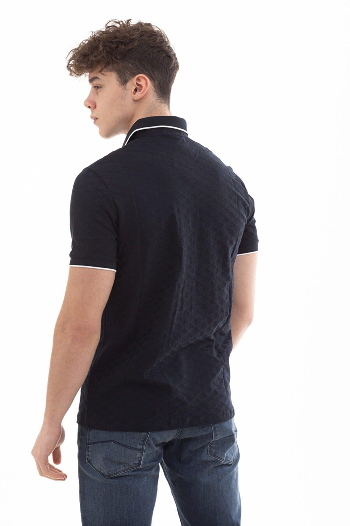 Emporio Armani Emporıo Armani Erkek %100 Pamuk Jersey Kumaş Marka Logolu Lacivert Polo Yaka T-Shirt 8N1FP0 1JHWZ-920