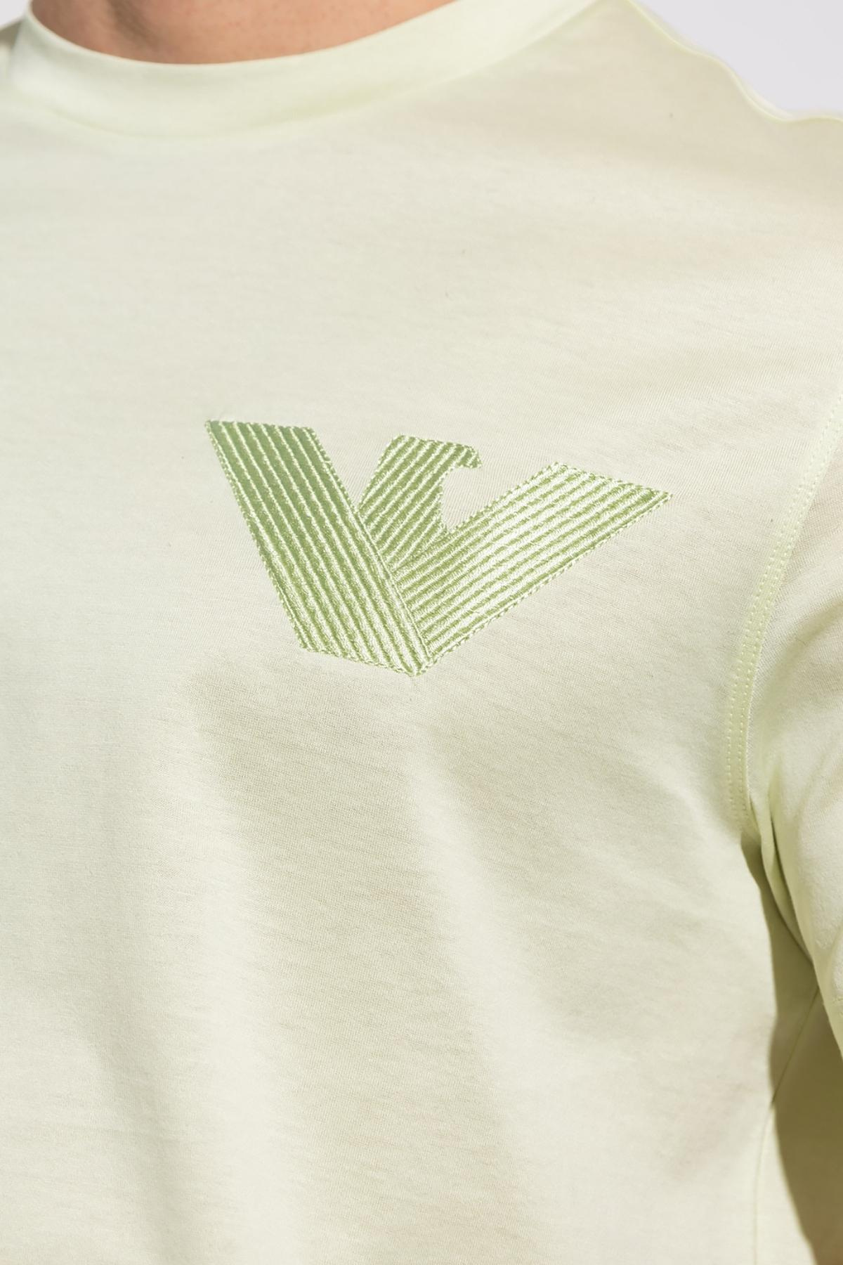 Emporio Armani Emporıo Armani Erkek %100 Pamuklu Logolu Kısa Kollu Yeşil T-Shirt 3R1TZ3 1JSAZ-0594