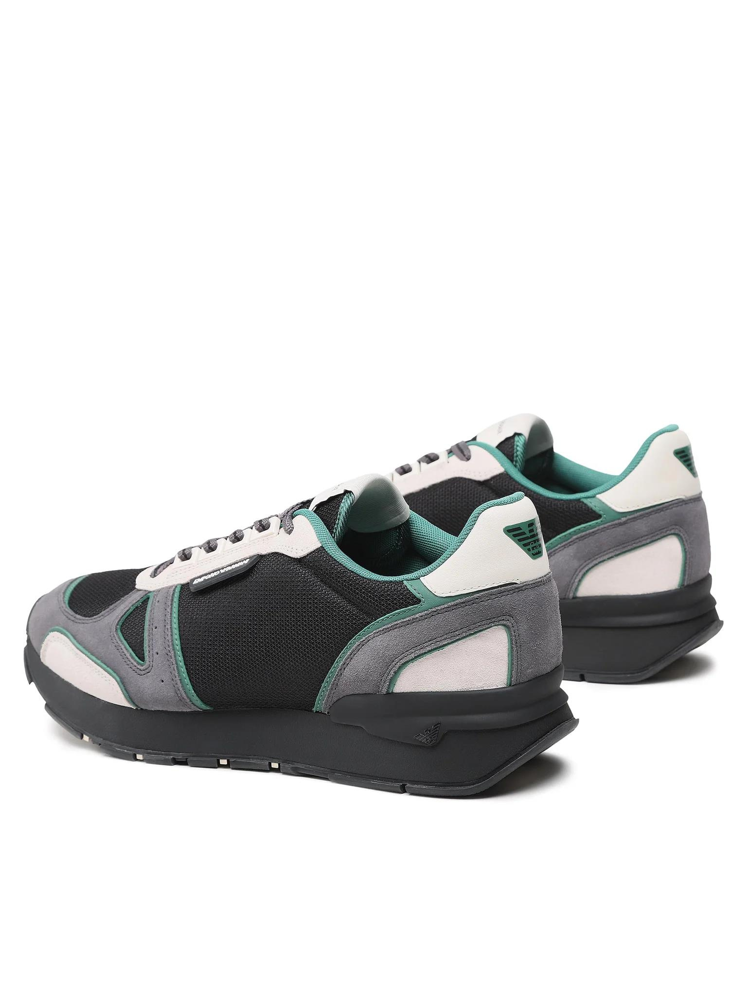 Emporio Armani Emporıo Armani Erkek %100 Polyester Dokuma Kumaş Marka Logolu Siyah Sneaker X4X544 XM727-S719