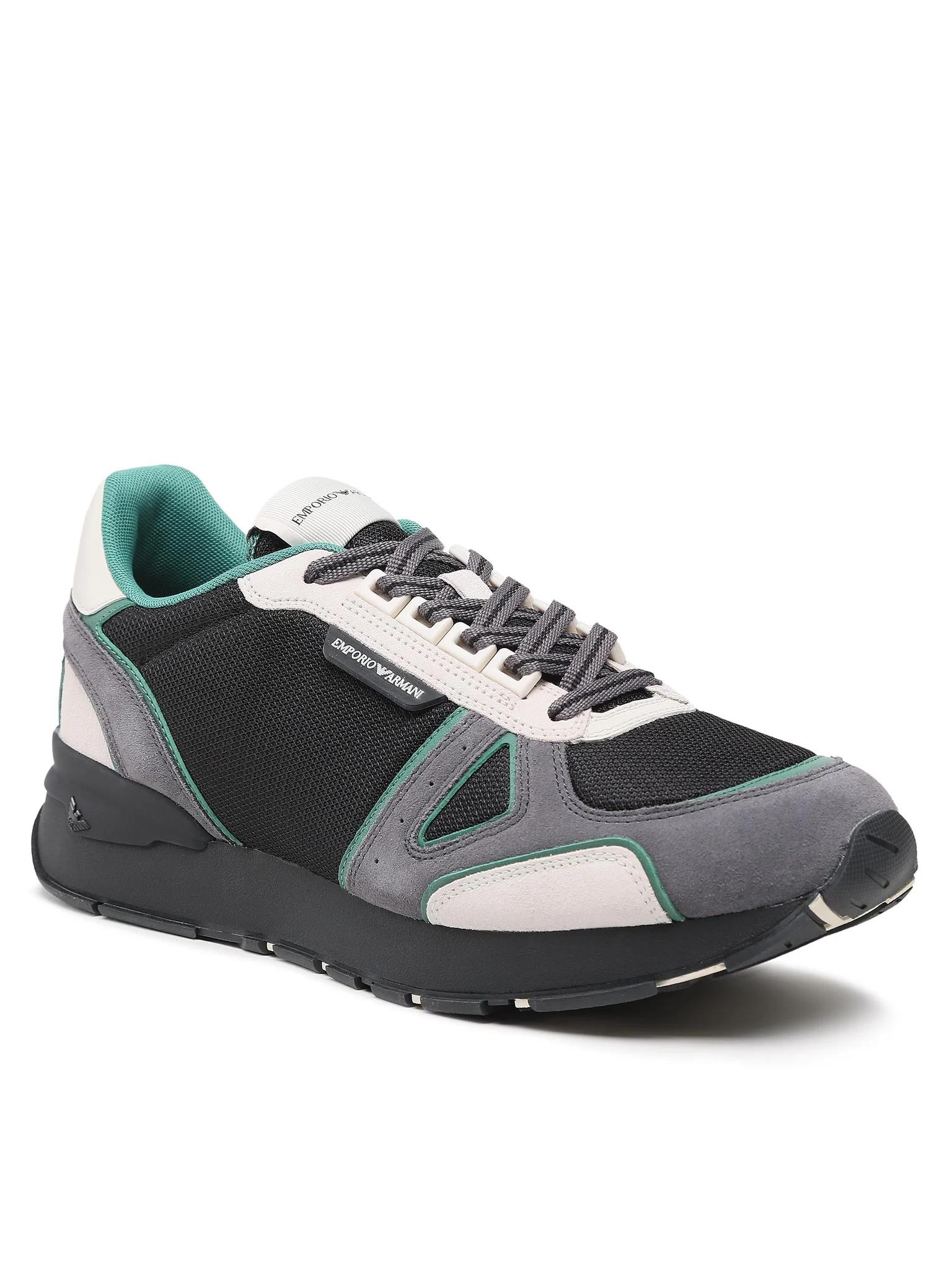 Emporio Armani Emporıo Armani Erkek %100 Polyester Dokuma Kumaş Marka Logolu Siyah Sneaker X4X544 XM727-S719