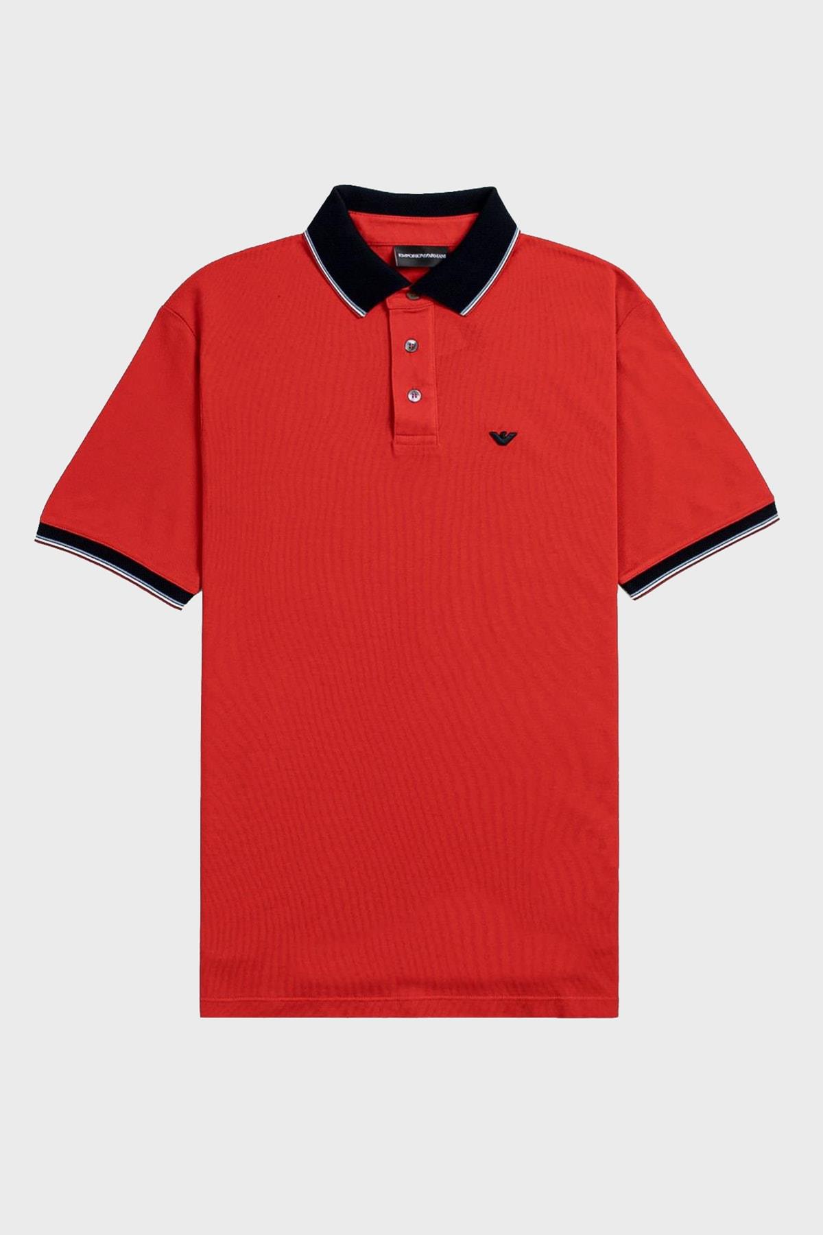 Emporio Armani Emporıo Armani Erkek %100 Pamuklu Logolu Kısa Kollu Kırmızı1 Polo Yaka T-Shirt 3R1F70 1JTKZ-0278