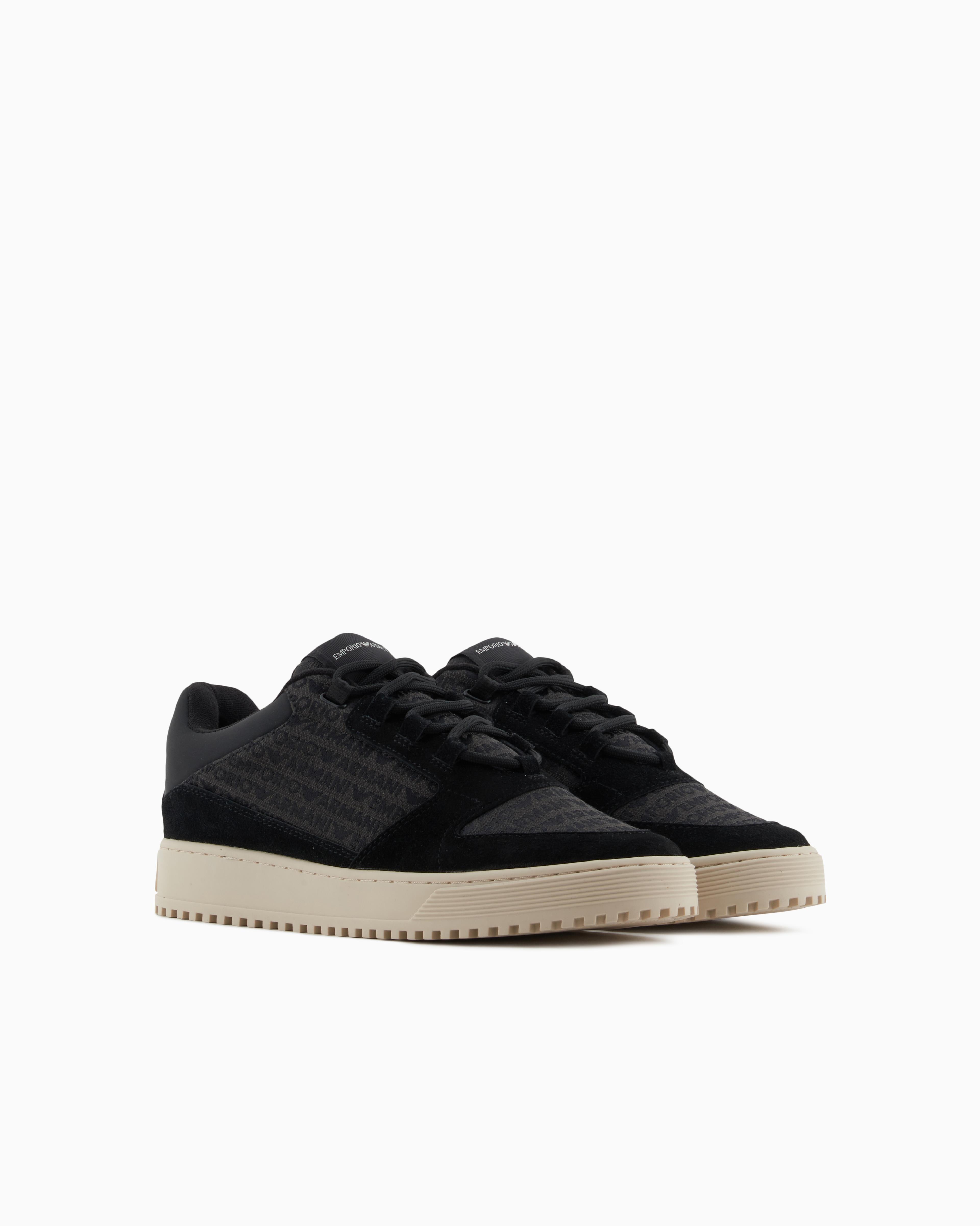EMPORIO ARMANI Emporıo Armani Erkek %100 Sığır Derisi Logo Baskılı Süet Detaylı Siyah Sneaker X4X636 XR329-Q781
