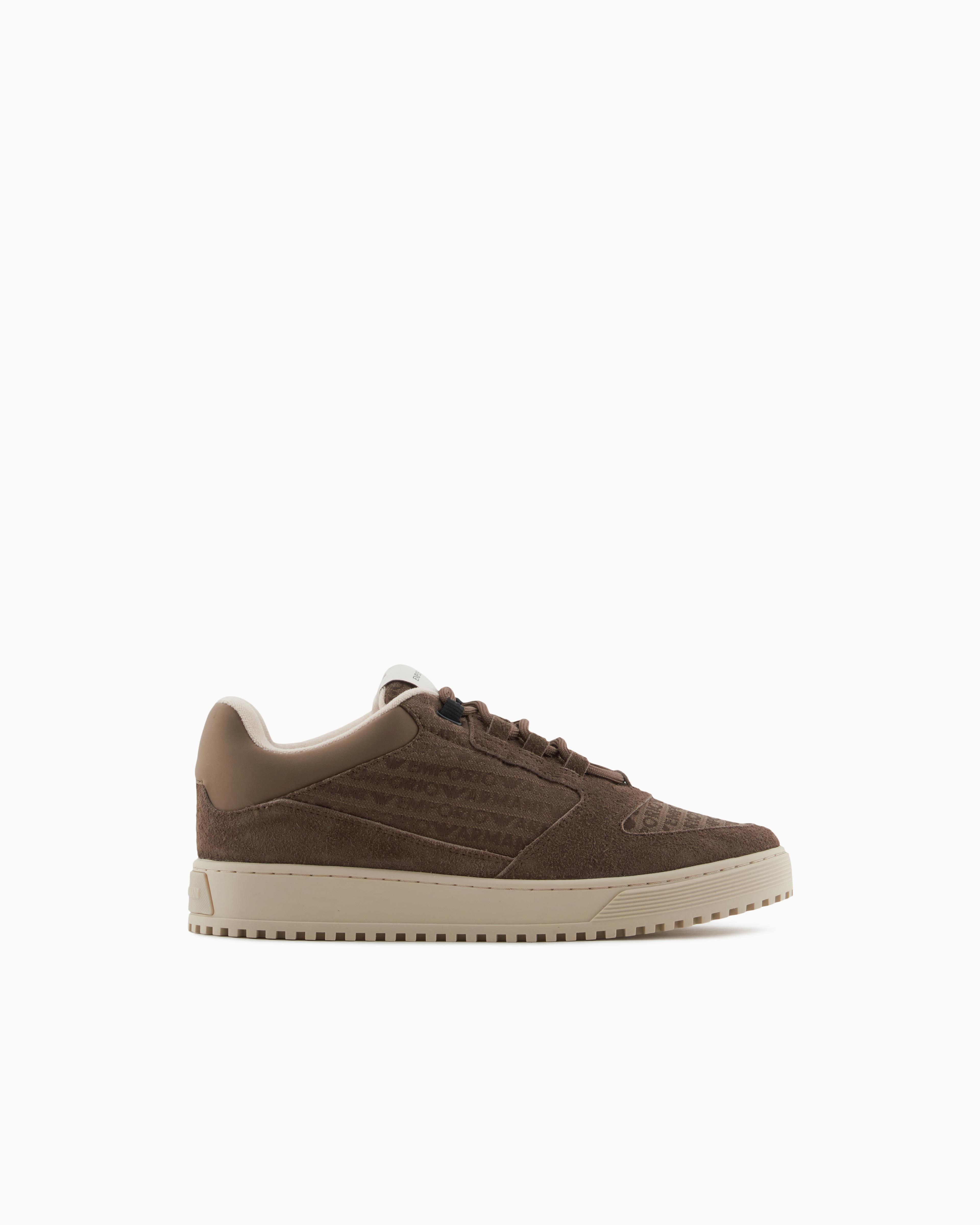 EMPORIO ARMANI Emporıo Armani Erkek %100 Sığır Derisi Logo Baskılı Süet Detaylı Kahverengi Sneaker X4X636 XR329-U570