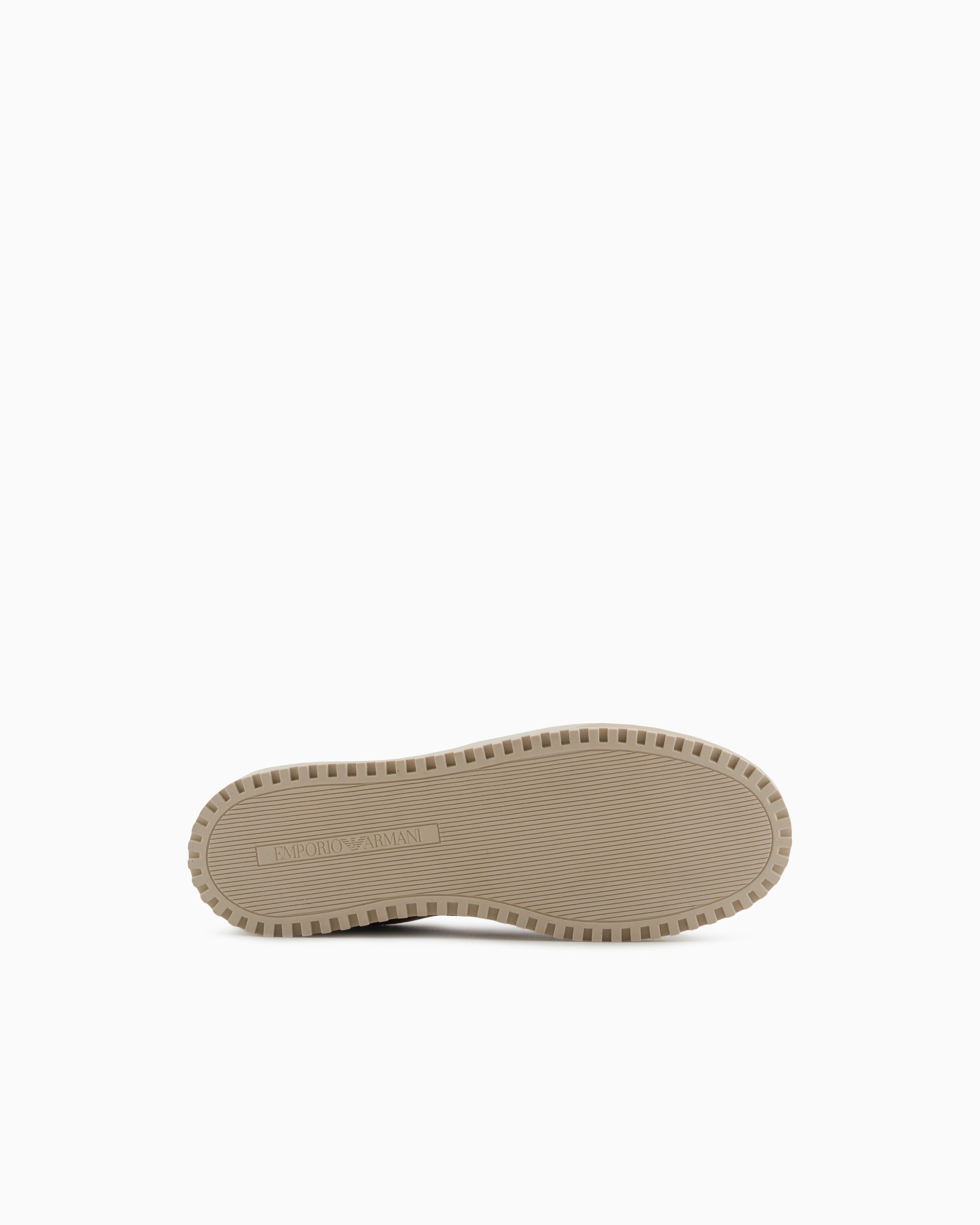 EMPORIO ARMANI Emporıo Armani Erkek %100 Sığır Derisi Logo Baskılı Süet Detaylı Kahverengi Sneaker X4X636 XR329-U570