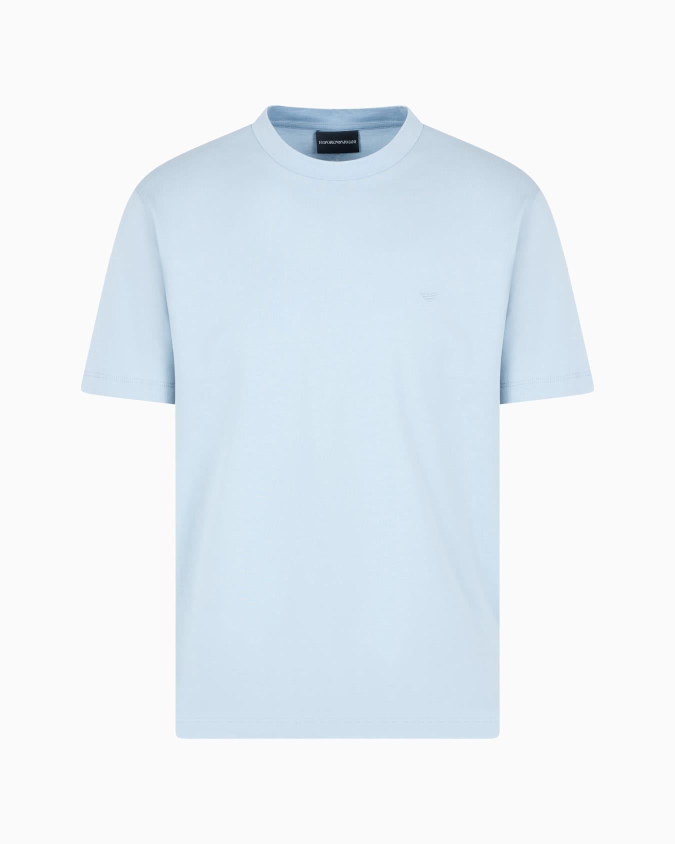 EMPORIO ARMANI Emporıo Armani Erkek %100 Pamuklu Regular Fit Yuvarlak Yakalı Kısa Kollu Mavi T-Shirt EM000983 AF13669-U9275