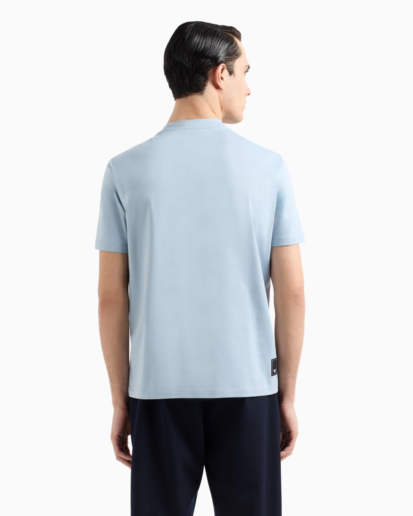EMPORIO ARMANI Emporıo Armani Erkek %100 Pamuklu Regular Fit Yuvarlak Yakalı Kısa Kollu Mavi T-Shirt EM000983 AF13669-U9275