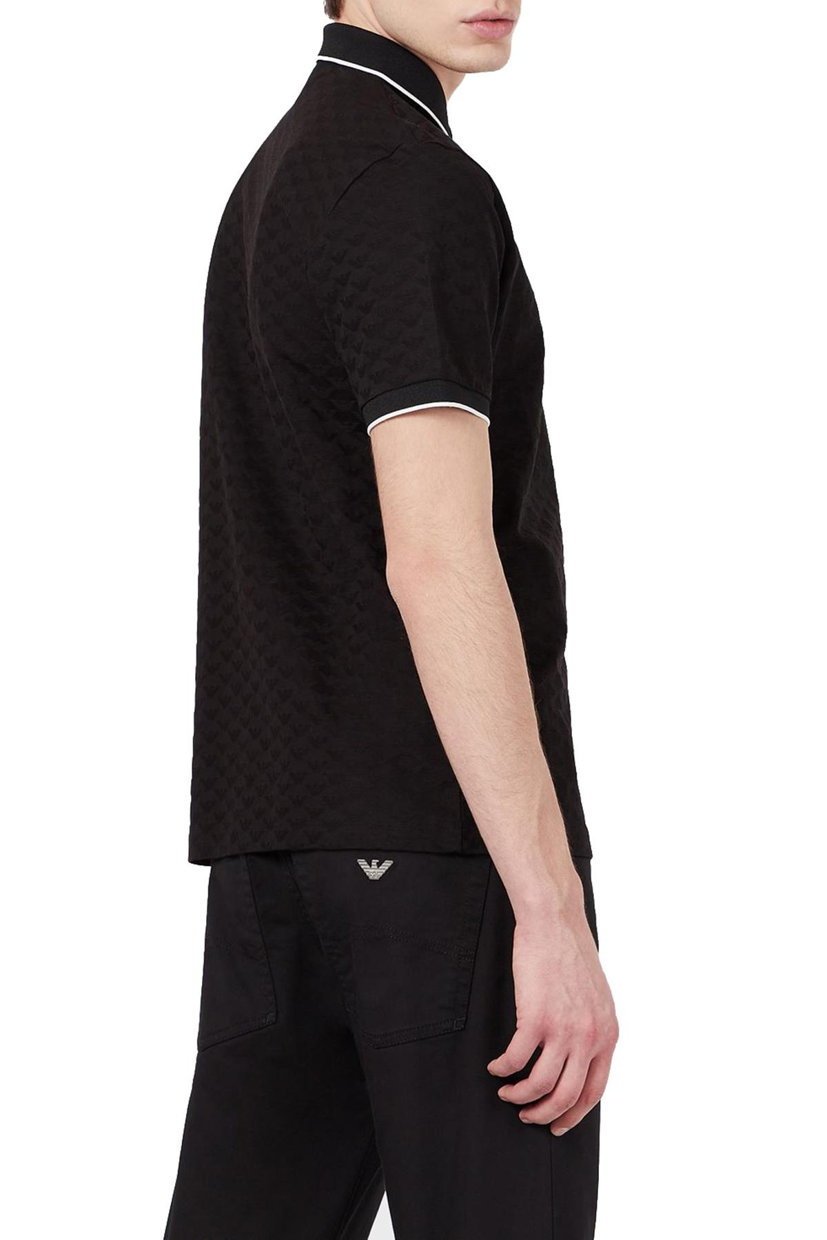 Emporio Armani Emporıo Armani Erkek %100 Pamuk Jersey Kumaş Marka Logolu Siyah1 Polo Yaka T-Shirt 8N1FP0 1JHWZ-SİYAH