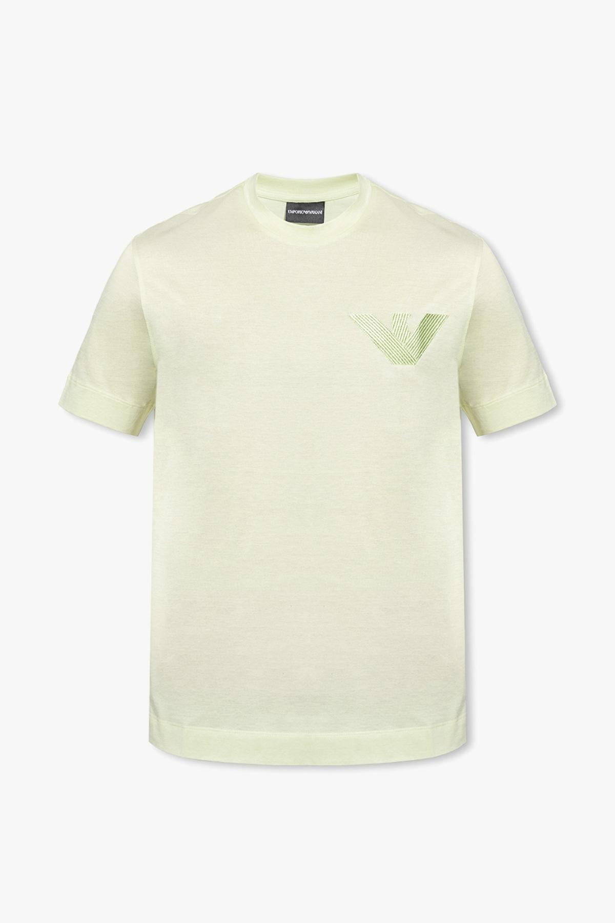 Emporio Armani Emporıo Armani Erkek %100 Pamuklu Logolu Kısa Kollu Yeşil T-Shirt 3R1TZ3 1JSAZ-0594