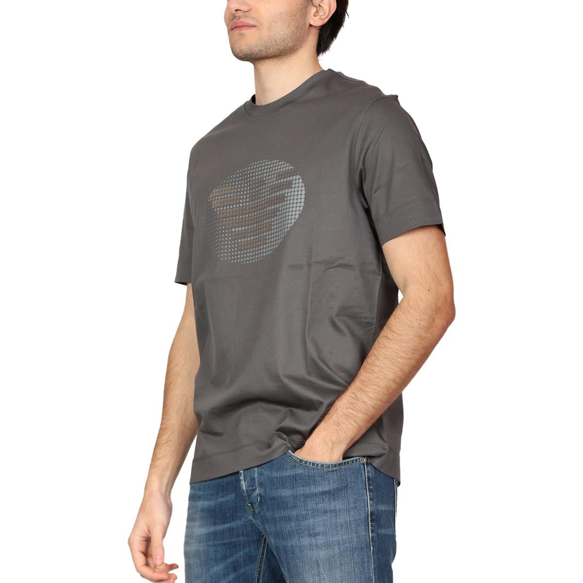 Emporio Armani Emporıo Armani Erkek %100 Pamuk Jersey Kumaş Marka Logolu Antrasit T-Shirt 3R1TU1 1JSAZ-0651