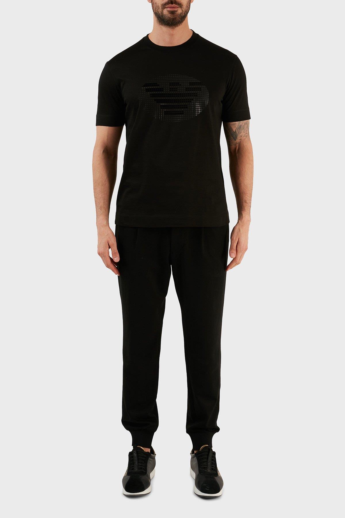 Emporio Armani Emporıo Armani Erkek %100 Pamuk Jersey Kumaş Marka Logolu Siyah T-Shirt 3R1TU1 1JSAZ-0999