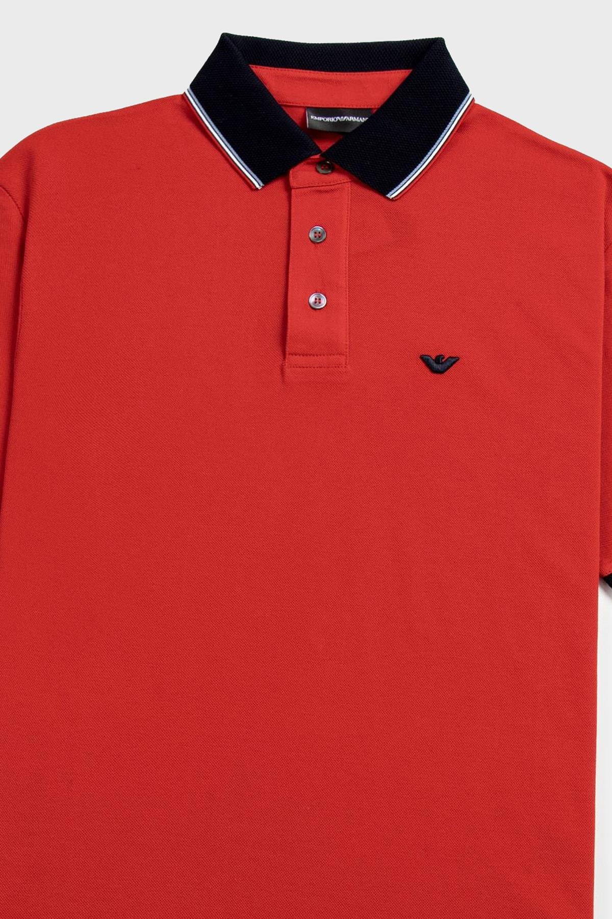 Emporio Armani Emporıo Armani Erkek %100 Pamuklu Logolu Kısa Kollu Kırmızı1 Polo Yaka T-Shirt 3R1F70 1JTKZ-0278