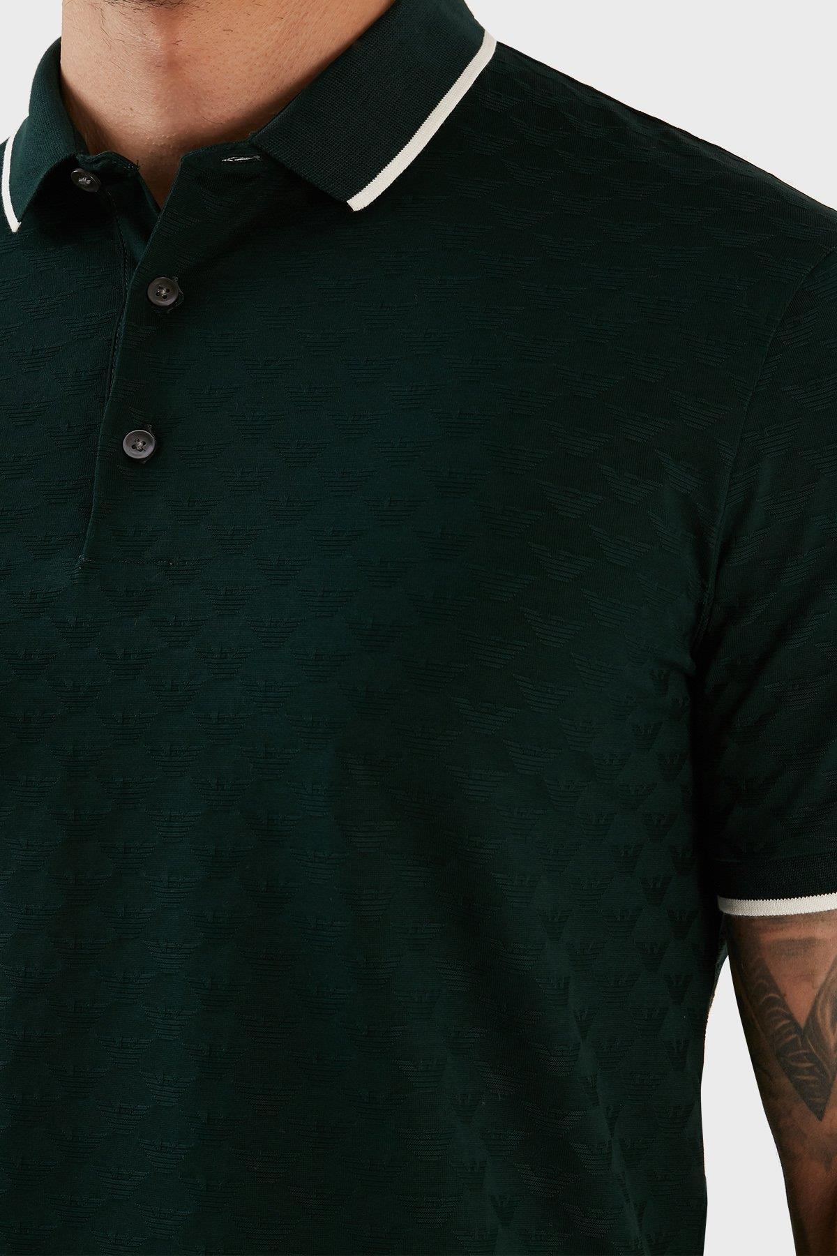 Emporio Armani Emporıo Armani Erkek %100 Pamuk Jersey Kumaş Marka Logolu Yeşil Polo Yaka T-Shirt 8N1FP0 1JHWZ-0590