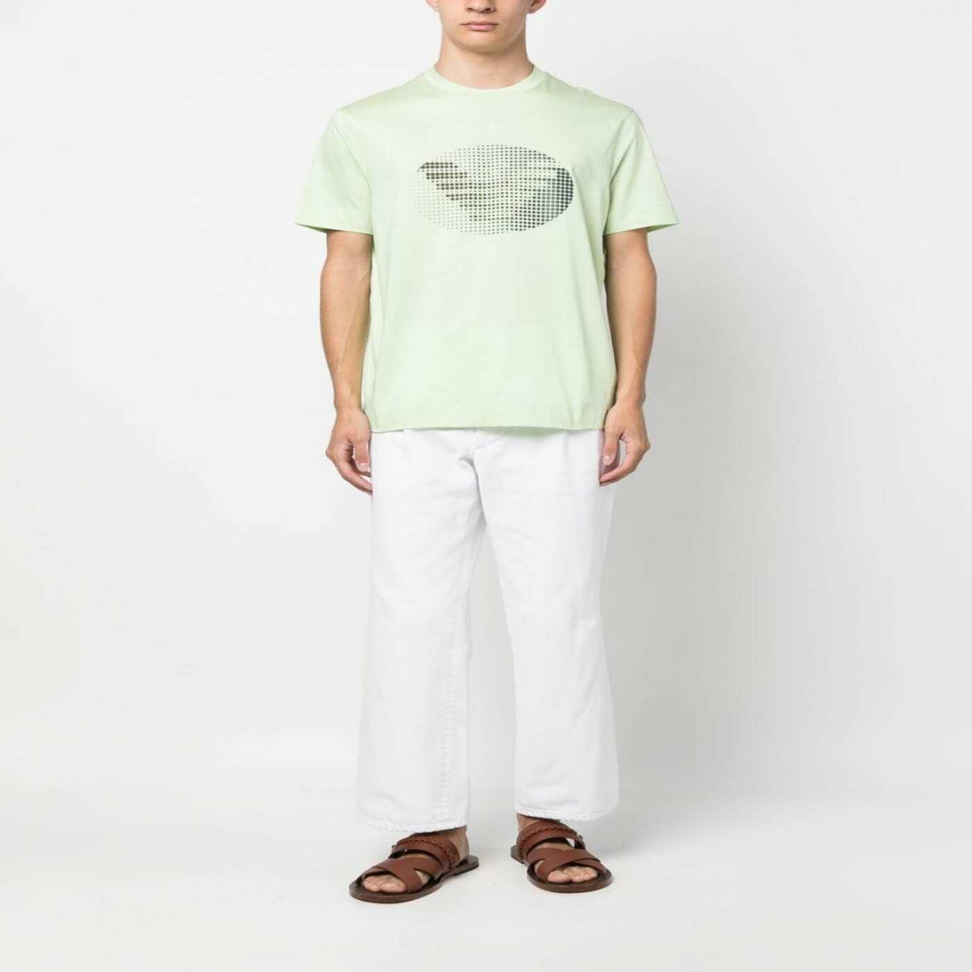 Emporio Armani Emporıo Armani Erkek %100 Pamuk Jersey Kumaş Marka Logolu Yeşil T-Shirt 3R1TU1 1JSAZ-0594
