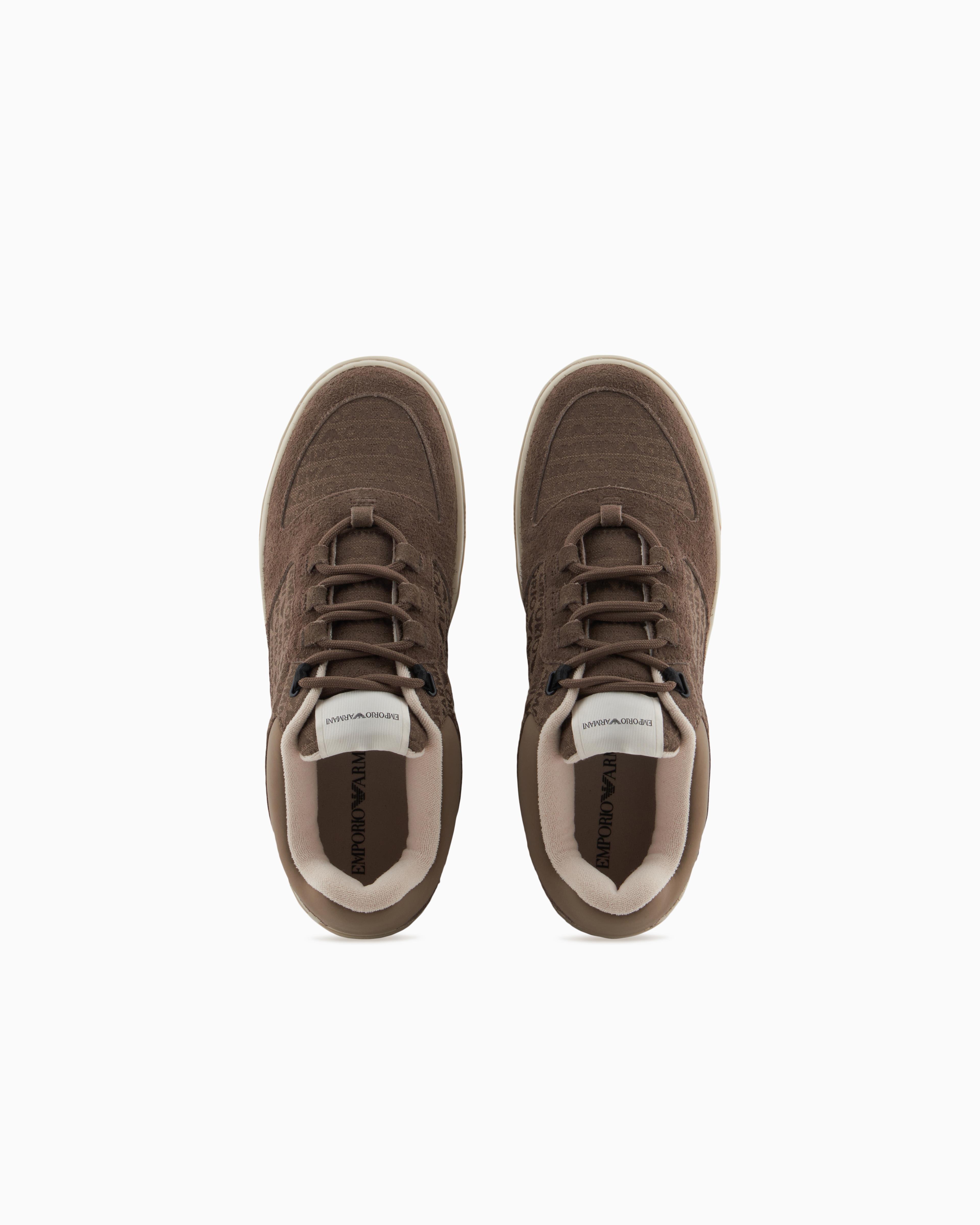 EMPORIO ARMANI Emporıo Armani Erkek %100 Sığır Derisi Logo Baskılı Süet Detaylı Kahverengi Sneaker X4X636 XR329-U570