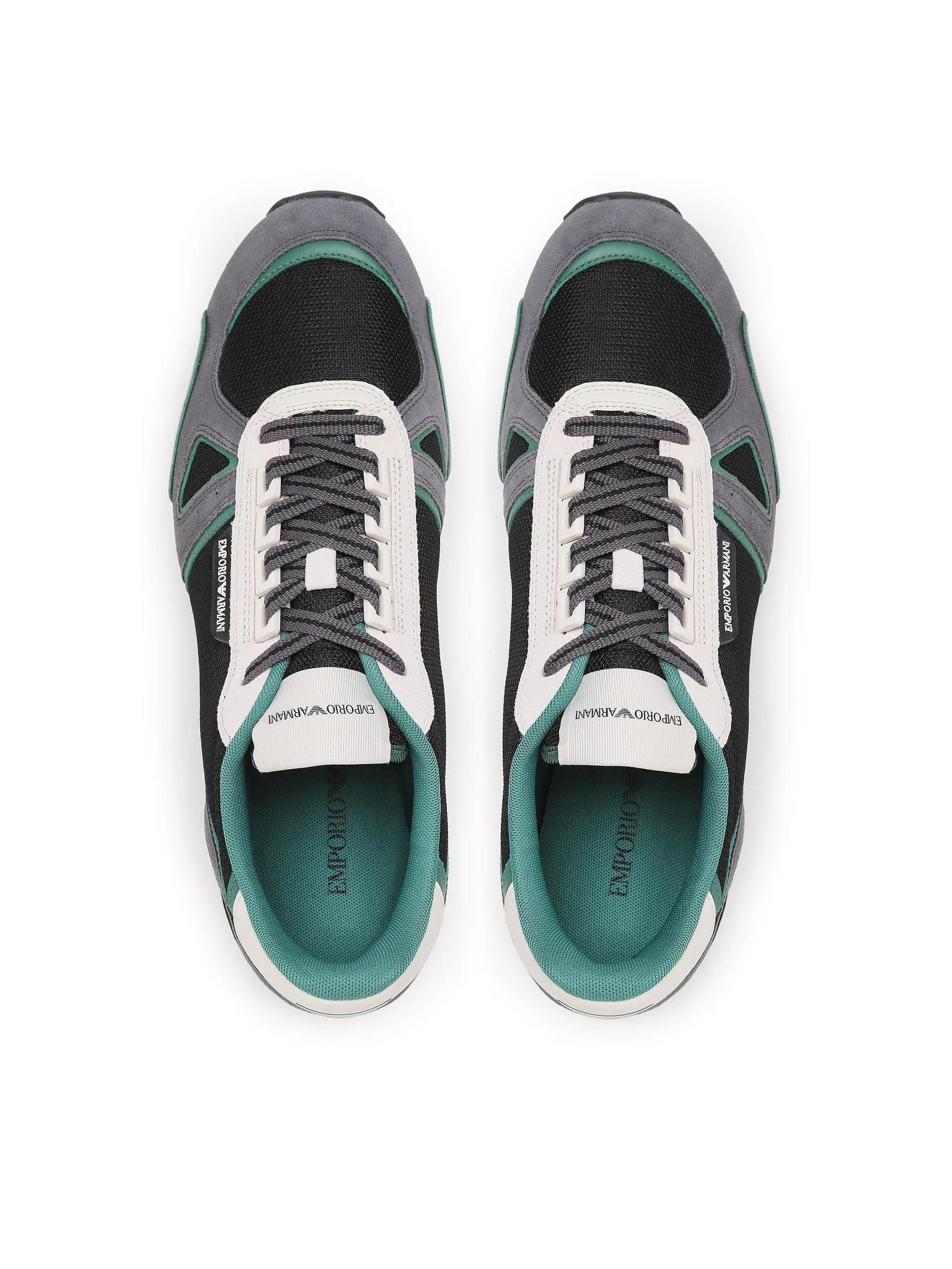 Emporio Armani Emporıo Armani Erkek %100 Polyester Dokuma Kumaş Marka Logolu Siyah Sneaker X4X544 XM727-S719