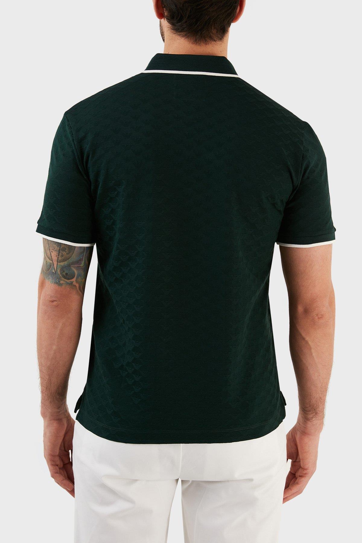 Emporio Armani Emporıo Armani Erkek %100 Pamuk Jersey Kumaş Marka Logolu Yeşil Polo Yaka T-Shirt 8N1FP0 1JHWZ-0590