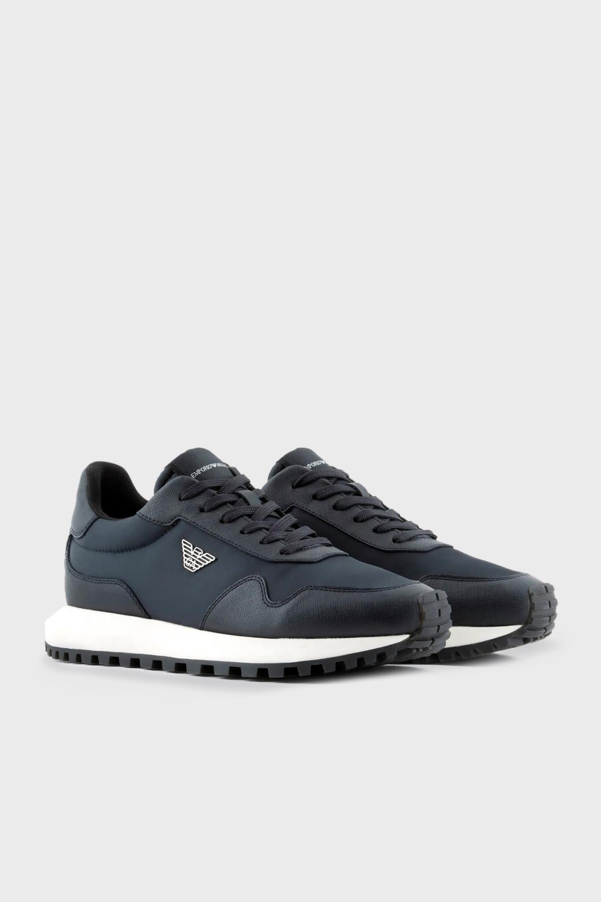 Emporio Armani Emporıo Armani Erkek Bağcıklı Marka Logolu Spor Stil Lacivert Sneaker X4X630 XN877-N151