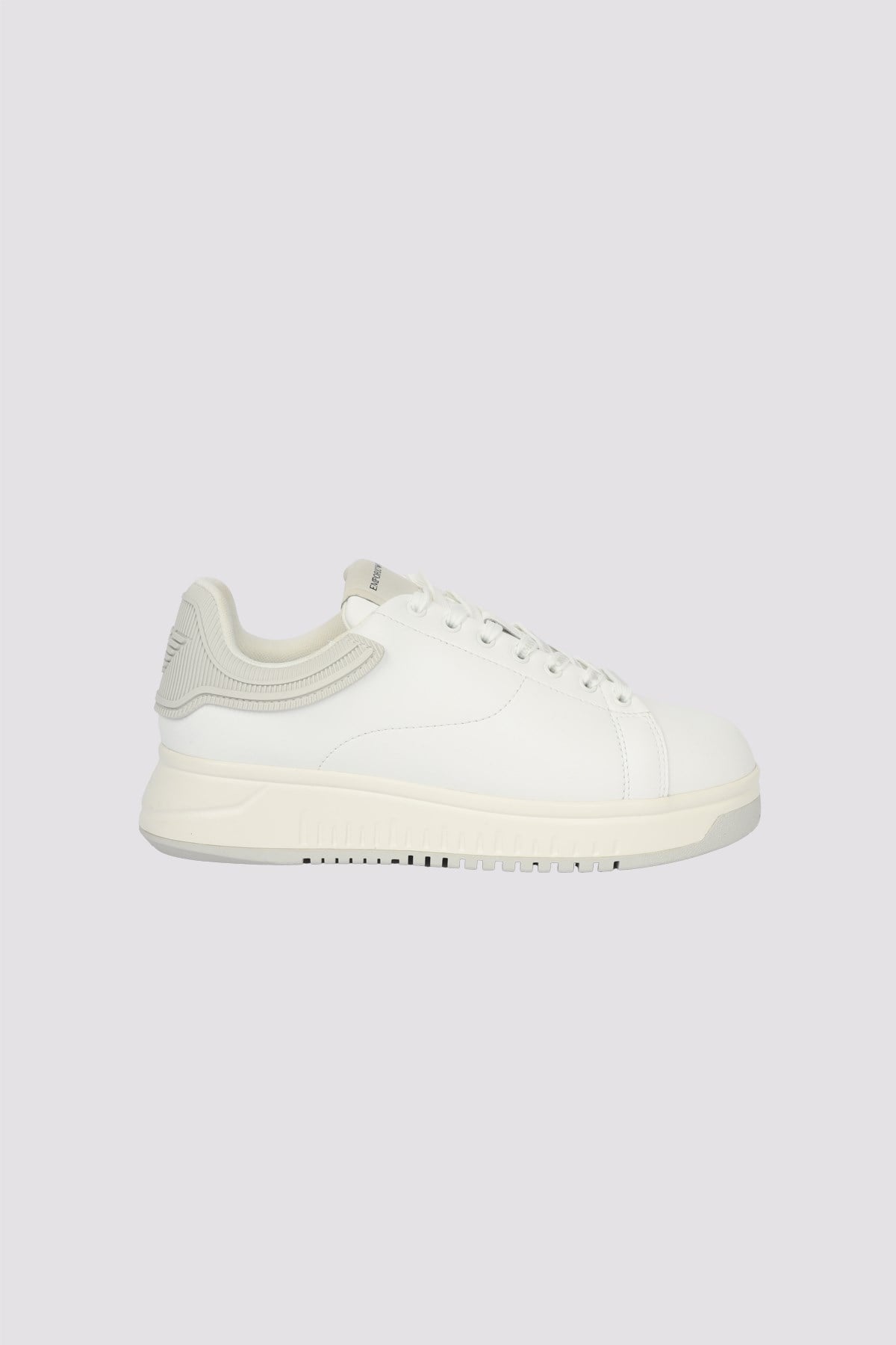 Emporio Armani Emporıo Armani Erkek Bağlamalı Orta Kalın Taban Deri Beyaz-Gri Sneaker EM003663 AF18212-M0459