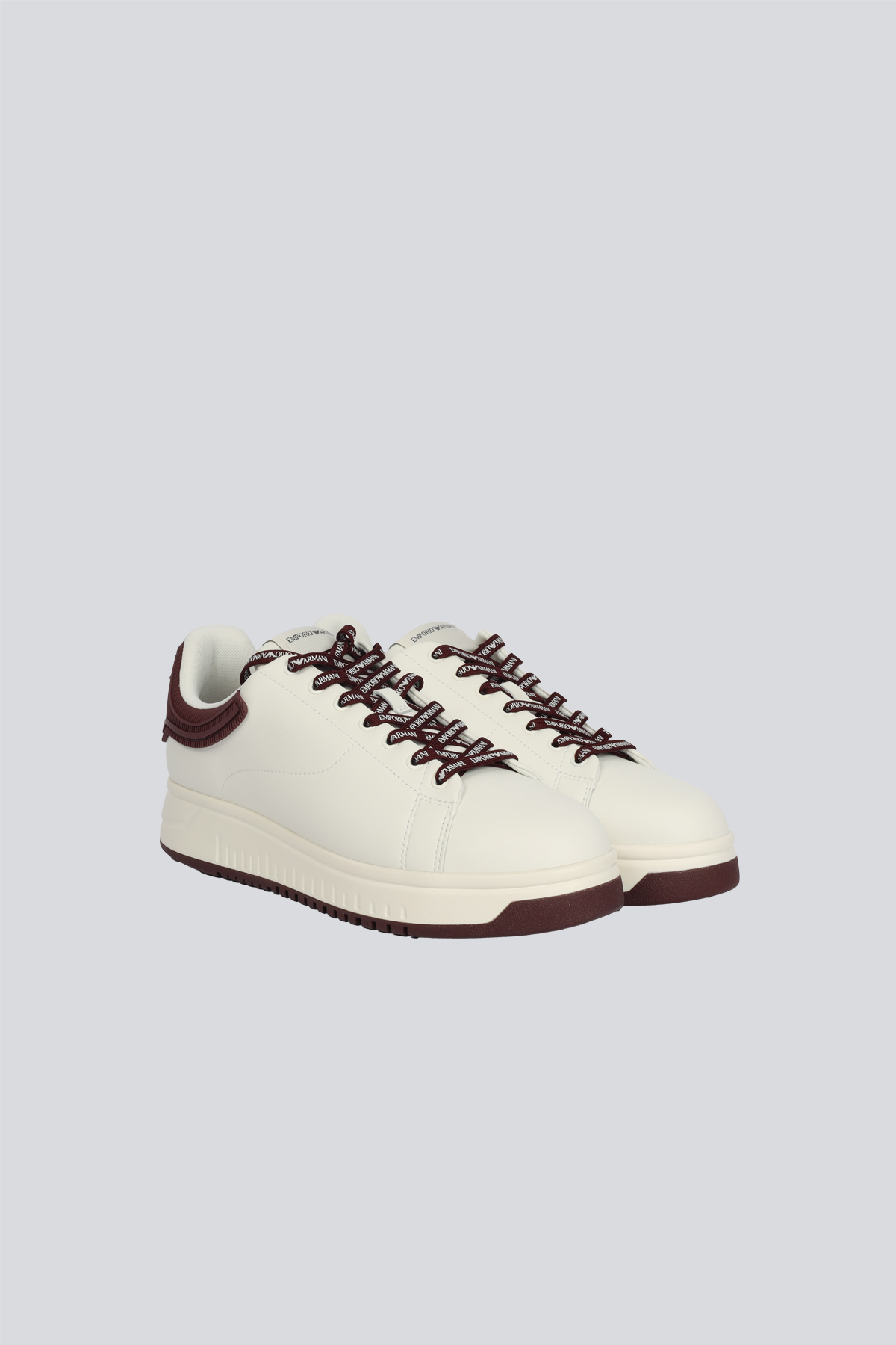 Emporio Armani Emporıo Armani Erkek Bağlamalı Orta Kalın Taban Deri Beyaz-Kırmızı Sneaker EM003663 AF18212-M0363