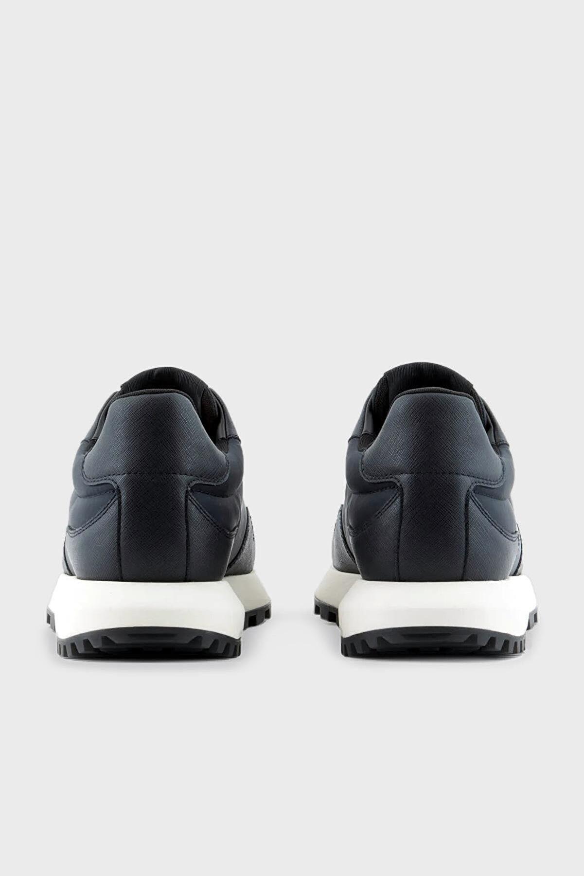 Emporio Armani Emporıo Armani Erkek Bağcıklı Marka Logolu Spor Stil Lacivert Sneaker X4X630 XN877-N151