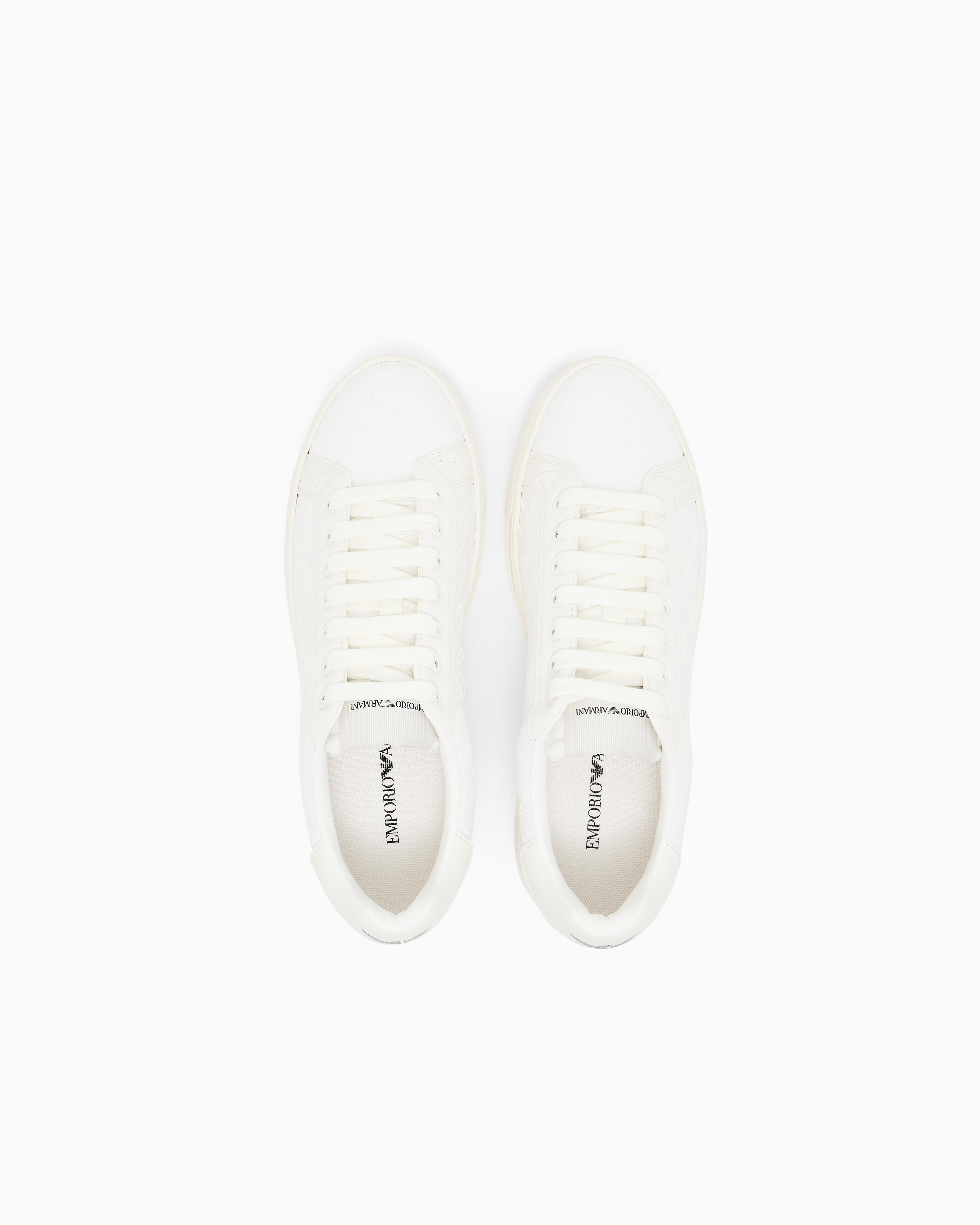 EMPORIO ARMANI Emporıo Armani Erkek Bağlamalı Orta Kalın Taban Deri Beyaz Sneaker EM003843 AF20003-M0107