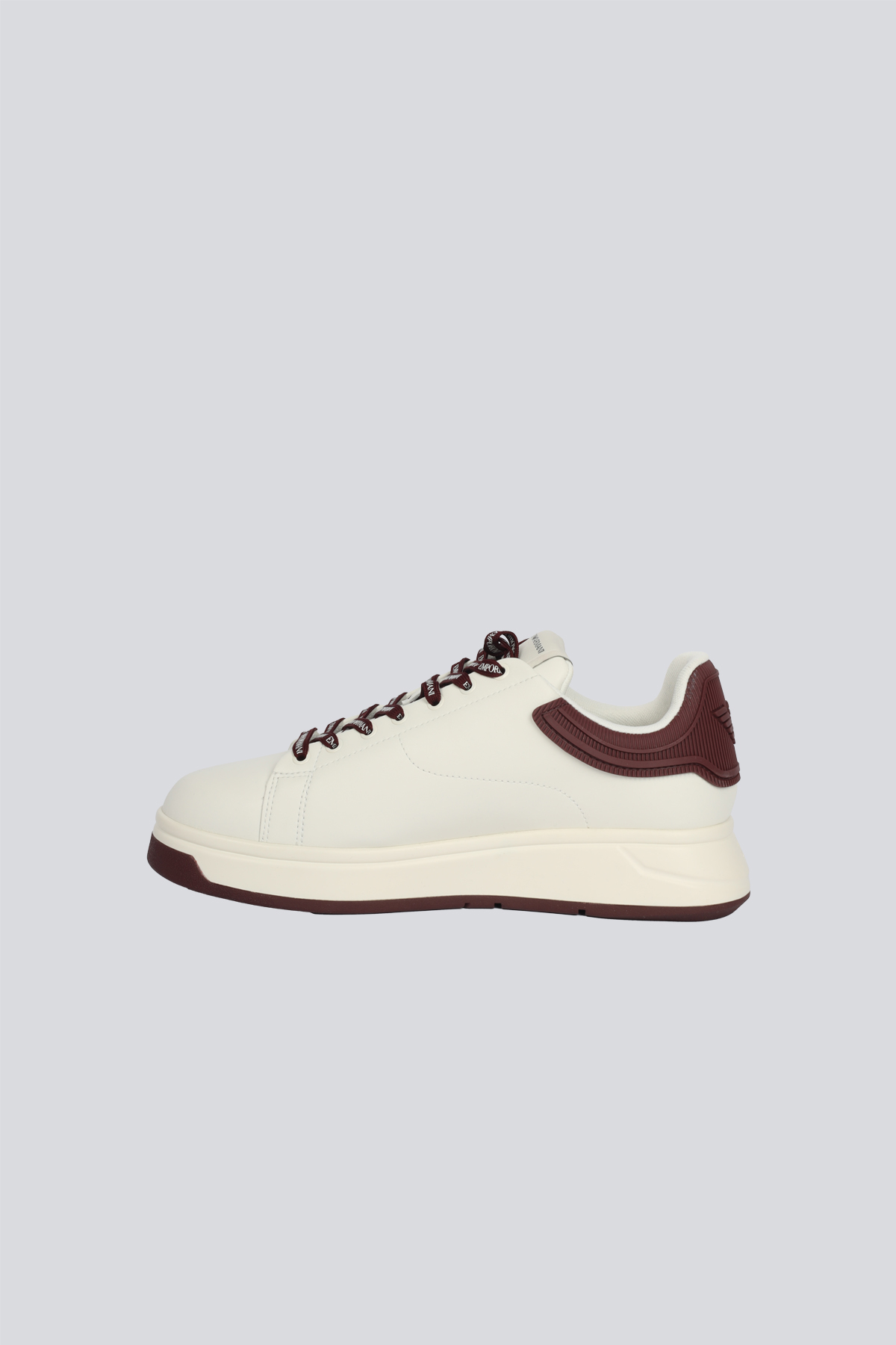 Emporio Armani Emporıo Armani Erkek Bağlamalı Orta Kalın Taban Deri Beyaz-Kırmızı Sneaker EM003663 AF18212-M0363