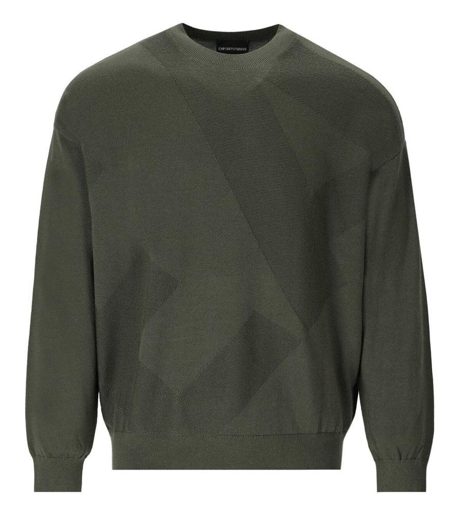 Emporio Armani Emporıo Armani Erkek Basic Uzun Kollu Logo Nakışlı Yeşil Kazak 6R1MX4 1MFVZ-F610