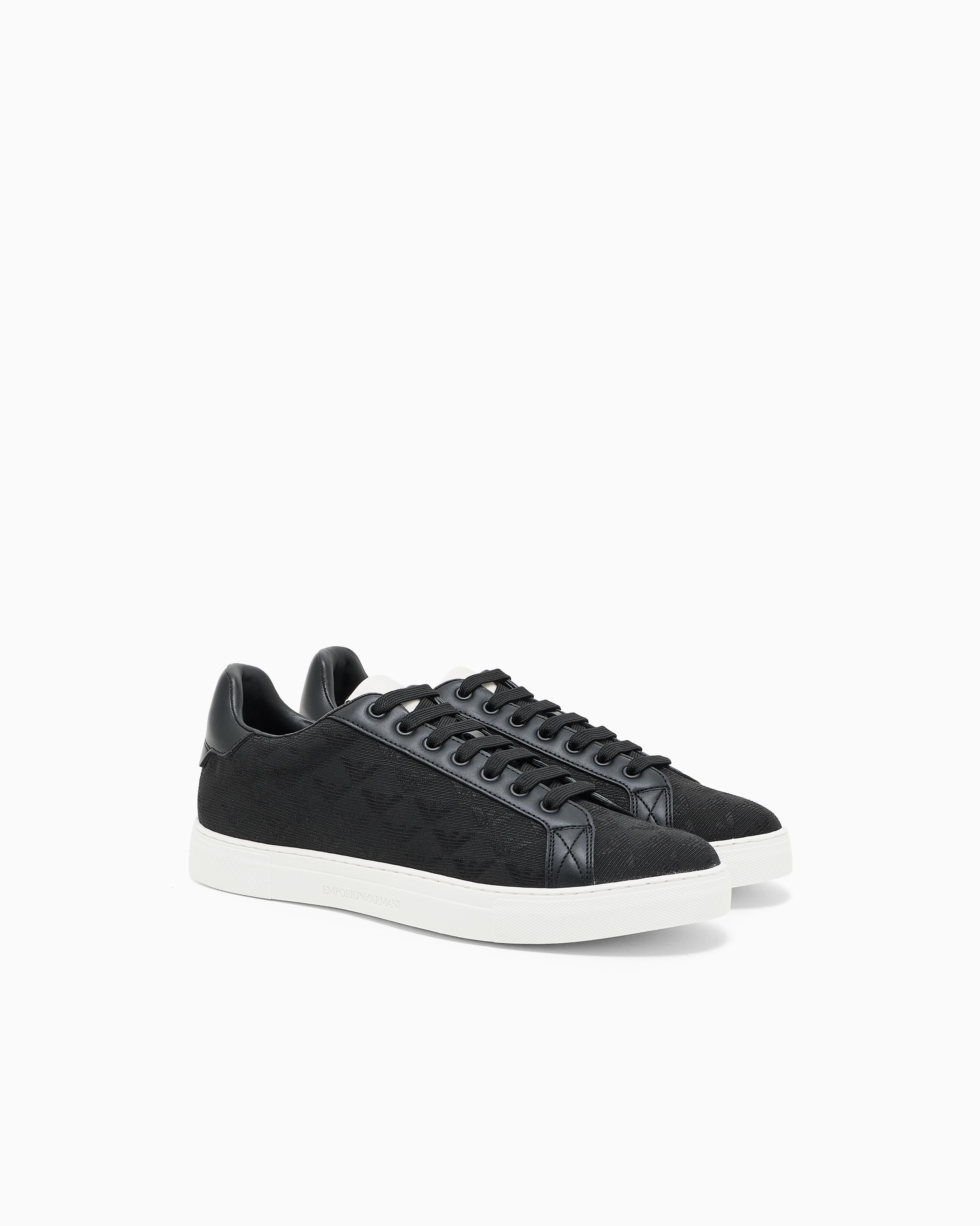 EMPORIO ARMANI Emporıo Armani Erkek Bağlamalı Orta Kalın Taban Deri Siyah Sneaker EM003843 AF20003-MC012