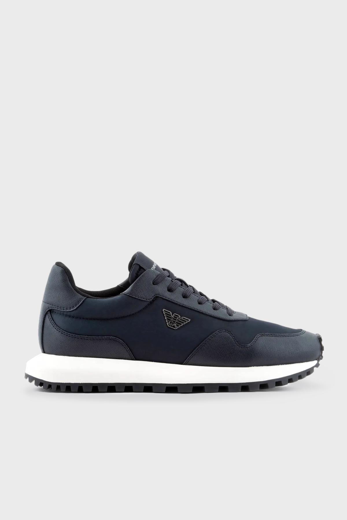 Emporio Armani Emporıo Armani Erkek Bağcıklı Marka Logolu Spor Stil Lacivert Sneaker X4X630 XN877-N151