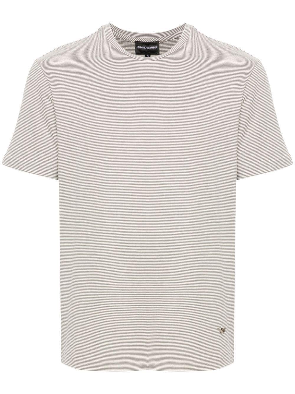 Emporio Armani Emporıo Armani Erkek Bisiklet Yaka Çizgili Kısa Kol Bej T-Shirt 3D1T7Q 1J6BZ-F630