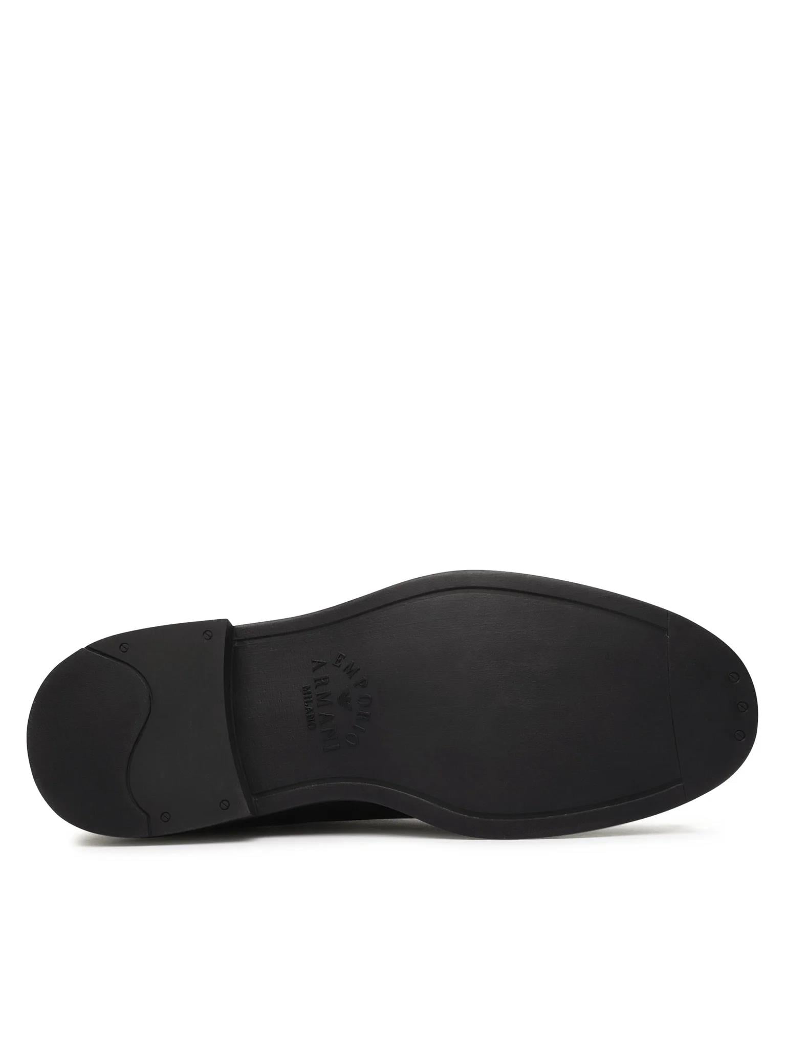 EMPORIO ARMANI Emporıo Armani Erkek Çakıllı Deri Yuvarlak Burunlu Bağcıklı Tış Tabanı Logo Desenli Kahverengi Ayakkabı X4C653 XF583-00003