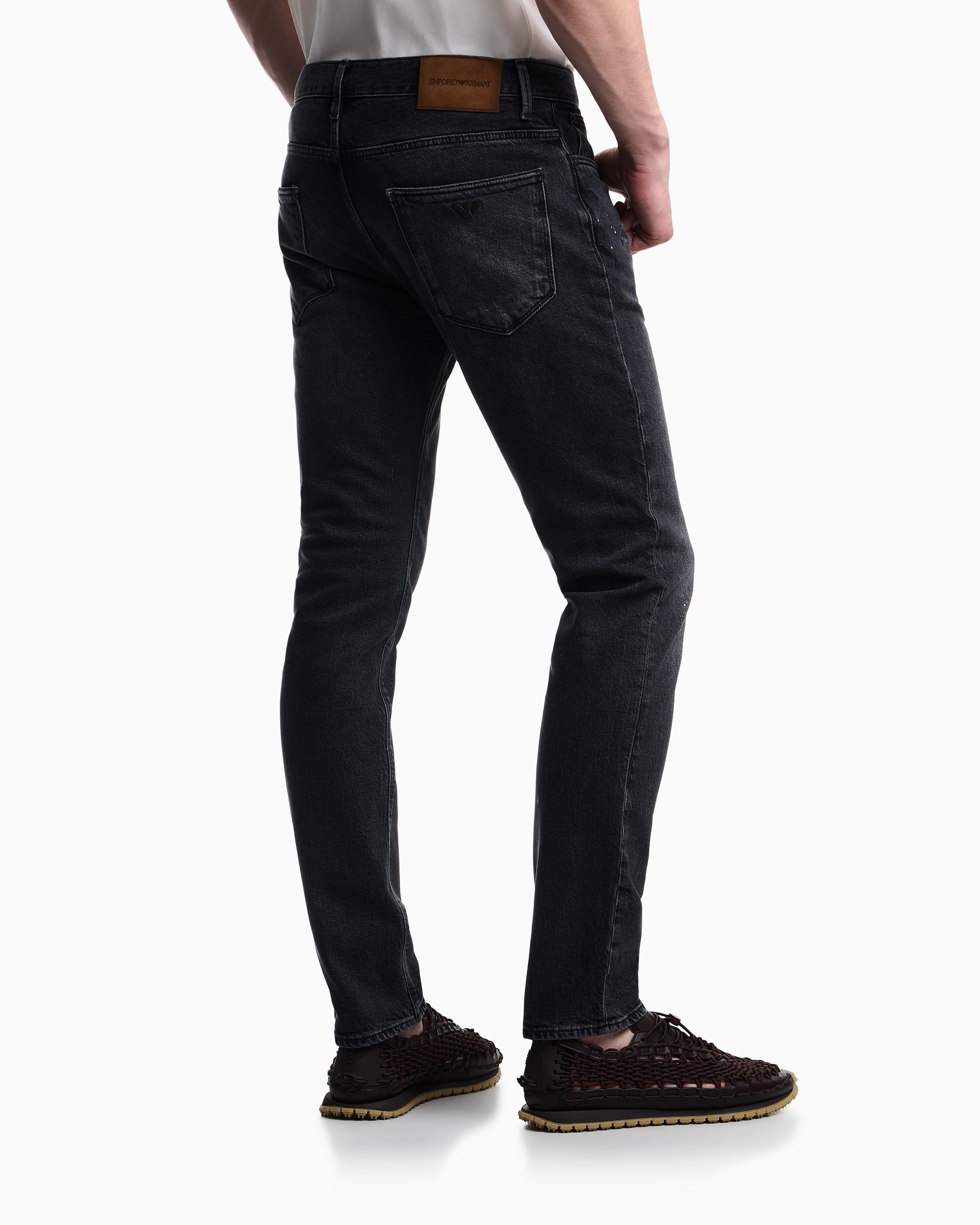 Emporio Armani Emporıo Armani Erkek Dar Kesim Düz Paça Eskitme Desenli Denim Gri Jeans EM000121 AF29286-M8001
