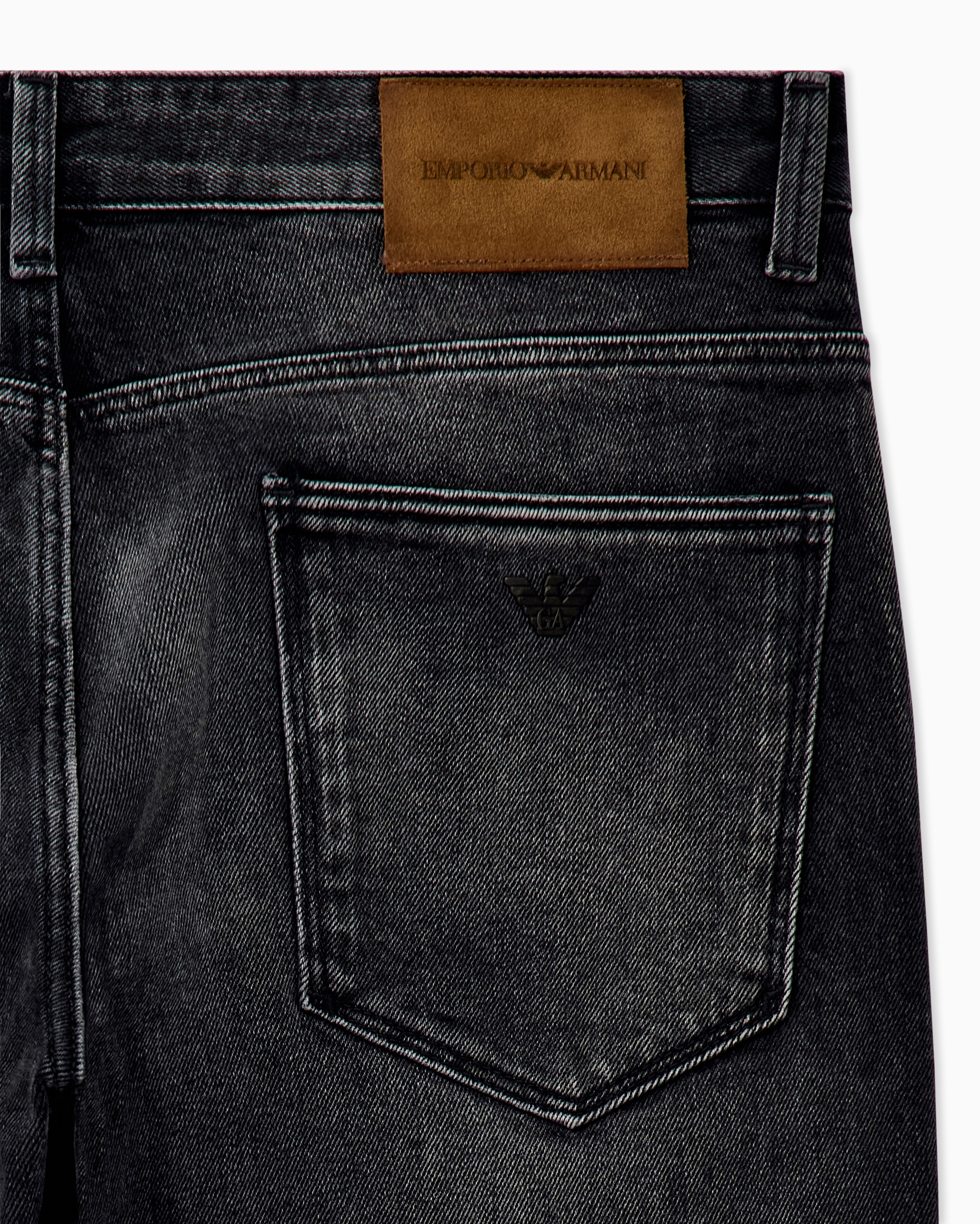 Emporio Armani Emporıo Armani Erkek Dar Kesim Düz Paça Eskitme Desenli Denim Gri Jeans EM000121 AF29286-M8001