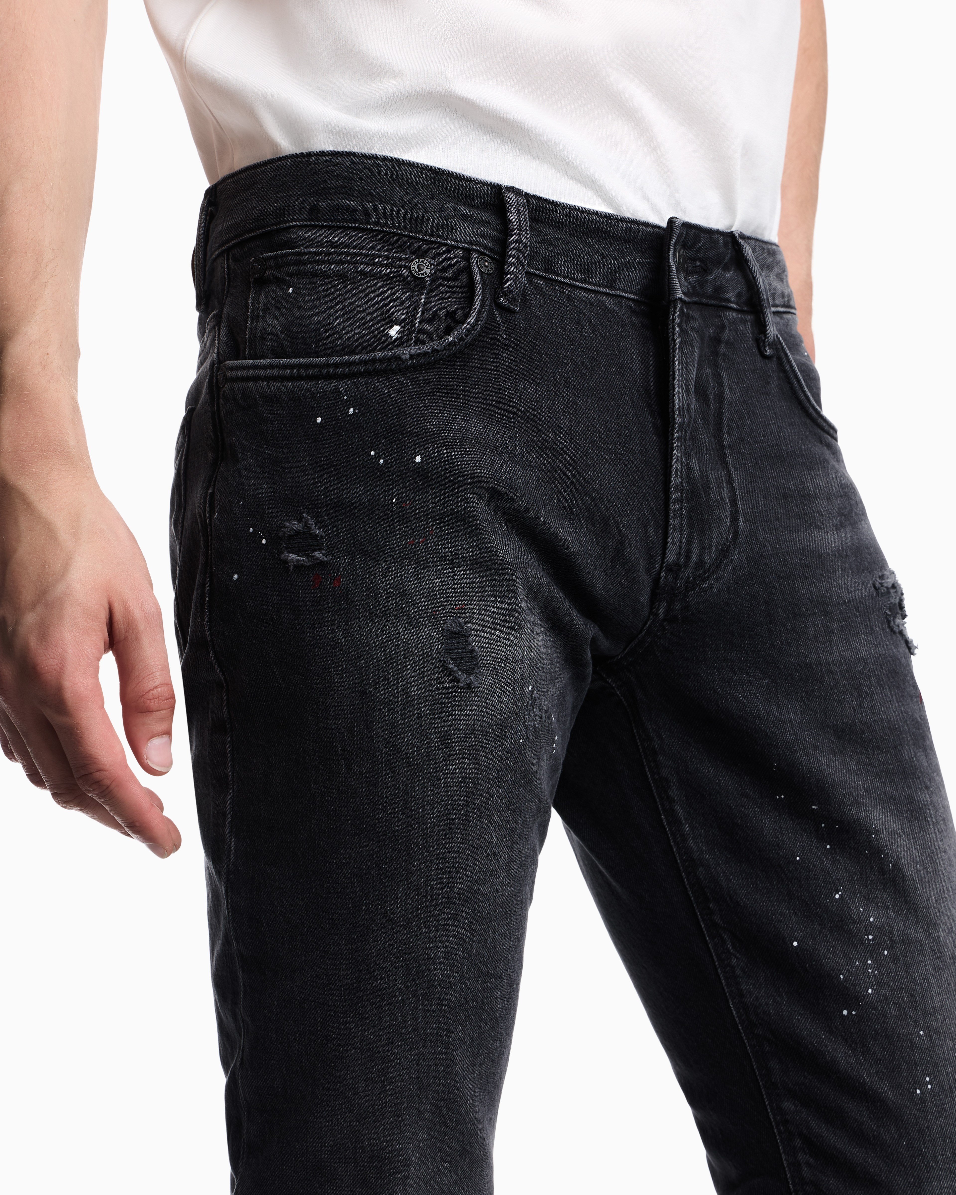 Emporio Armani Emporıo Armani Erkek Dar Kesim Düz Paça Eskitme Desenli Denim Gri Jeans EM000121 AF29286-M8001