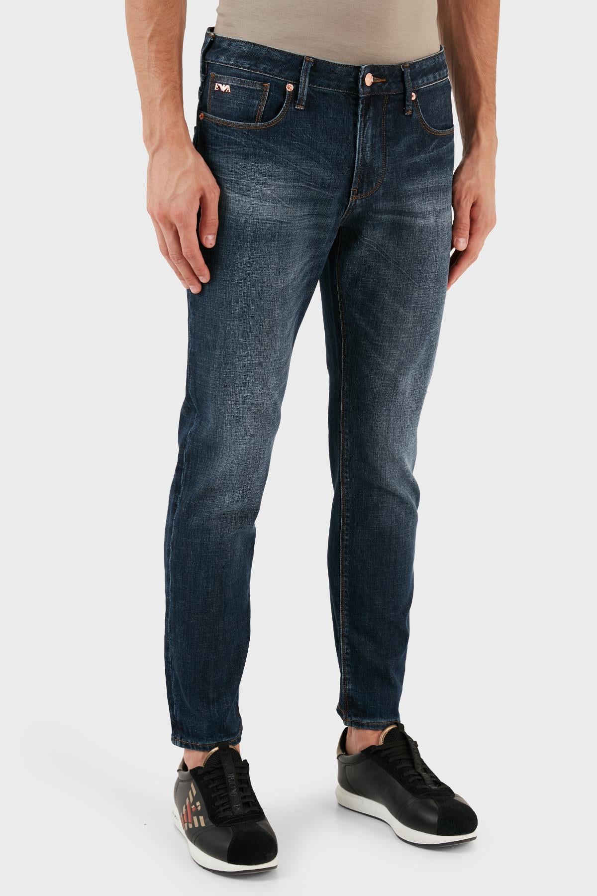 Emporio Armani Emporıo Armani Erkek Denim Kumaş  Normal Bel Düz Model Mavi Jeans 6R1J06 1DRGZ-0941