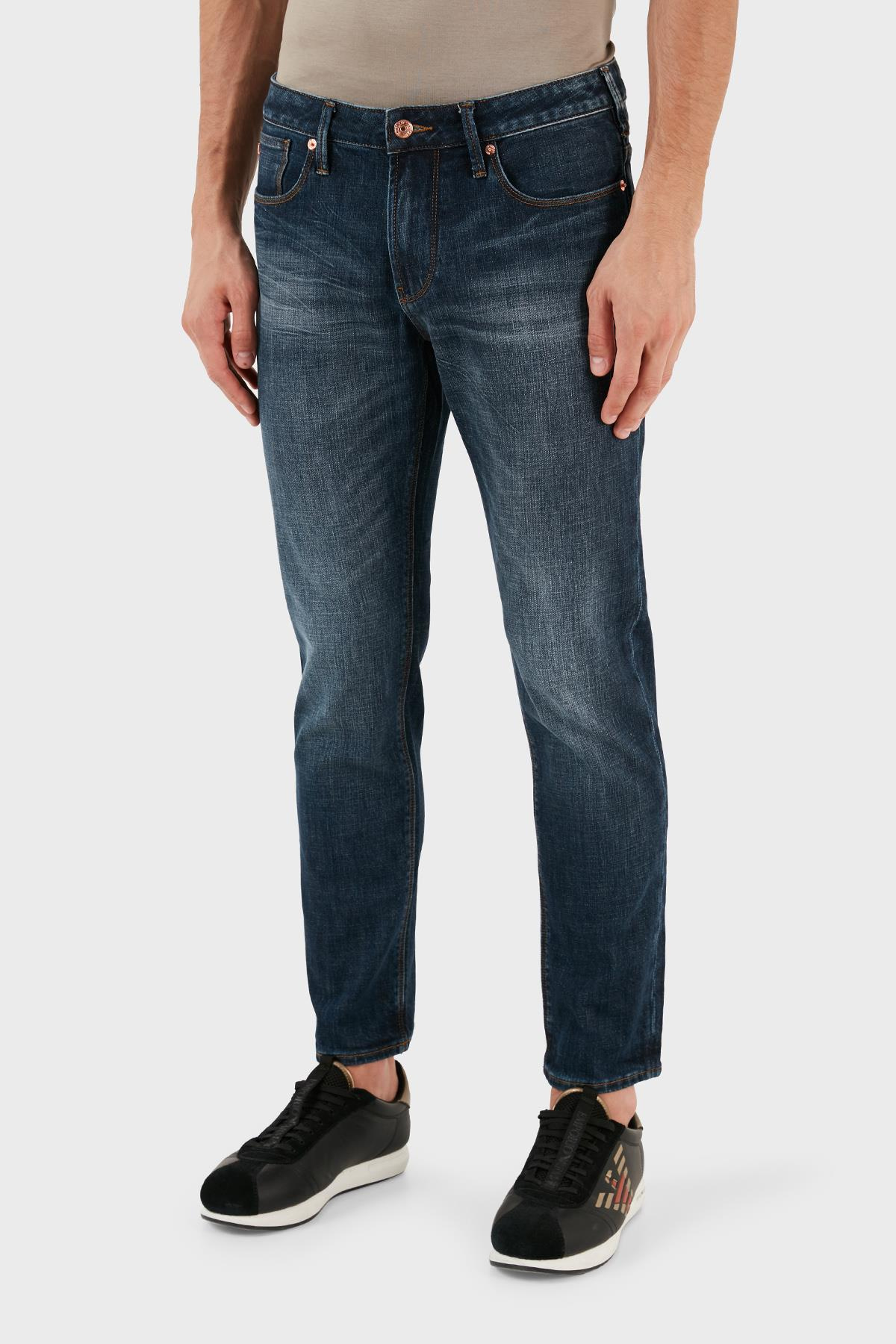 Emporio Armani Emporıo Armani Erkek Denim Kumaş  Normal Bel Düz Model Mavi Jeans 6R1J06 1DRGZ-0941