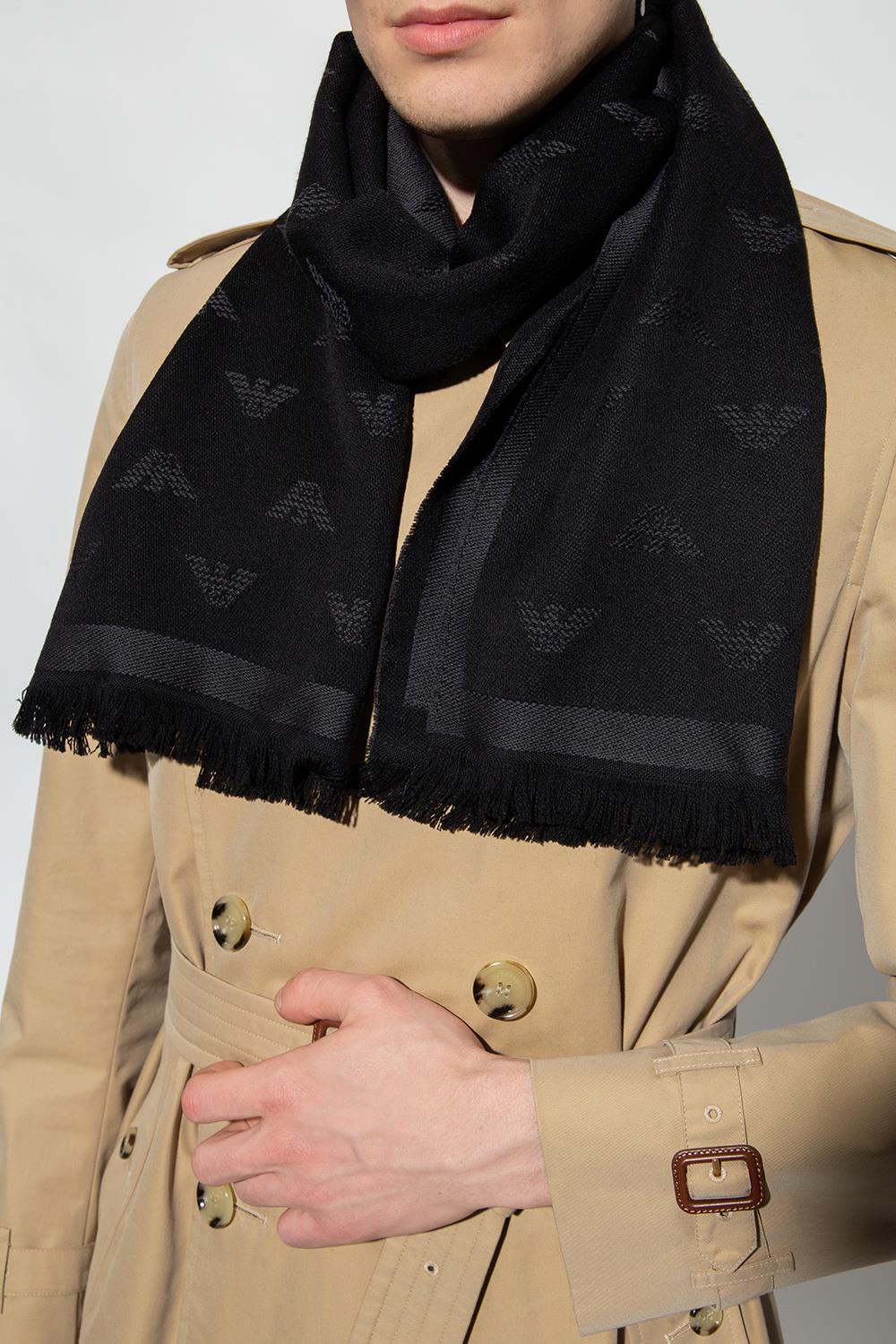 Emporio Armani Emporıo Armani Erkek Desenli Standart Boy Günlük Kullanım Siyah Fular 625009 CC306-SIYAH