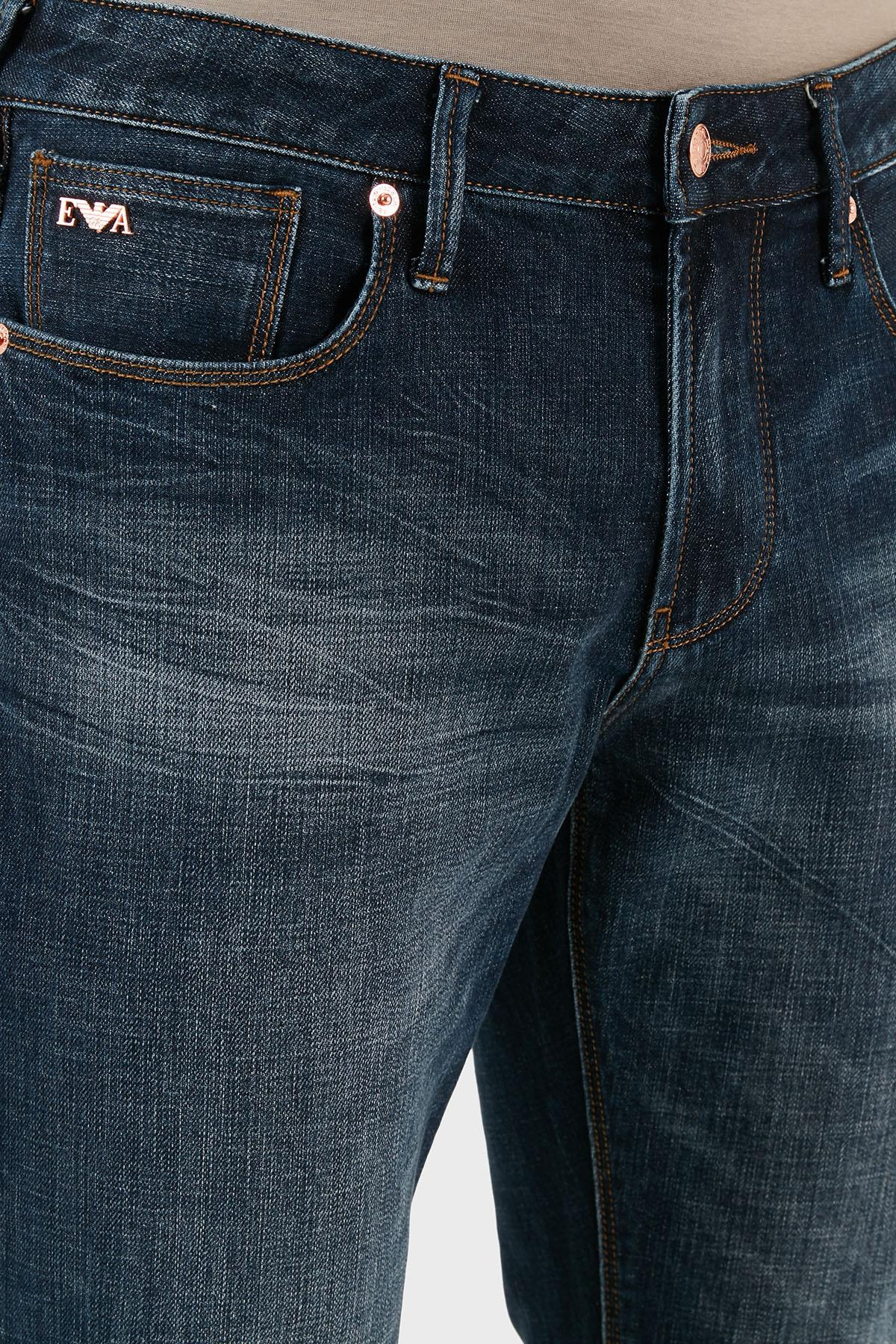 Emporio Armani Emporıo Armani Erkek Denim Kumaş  Normal Bel Düz Model Mavi Jeans 6R1J06 1DRGZ-0941