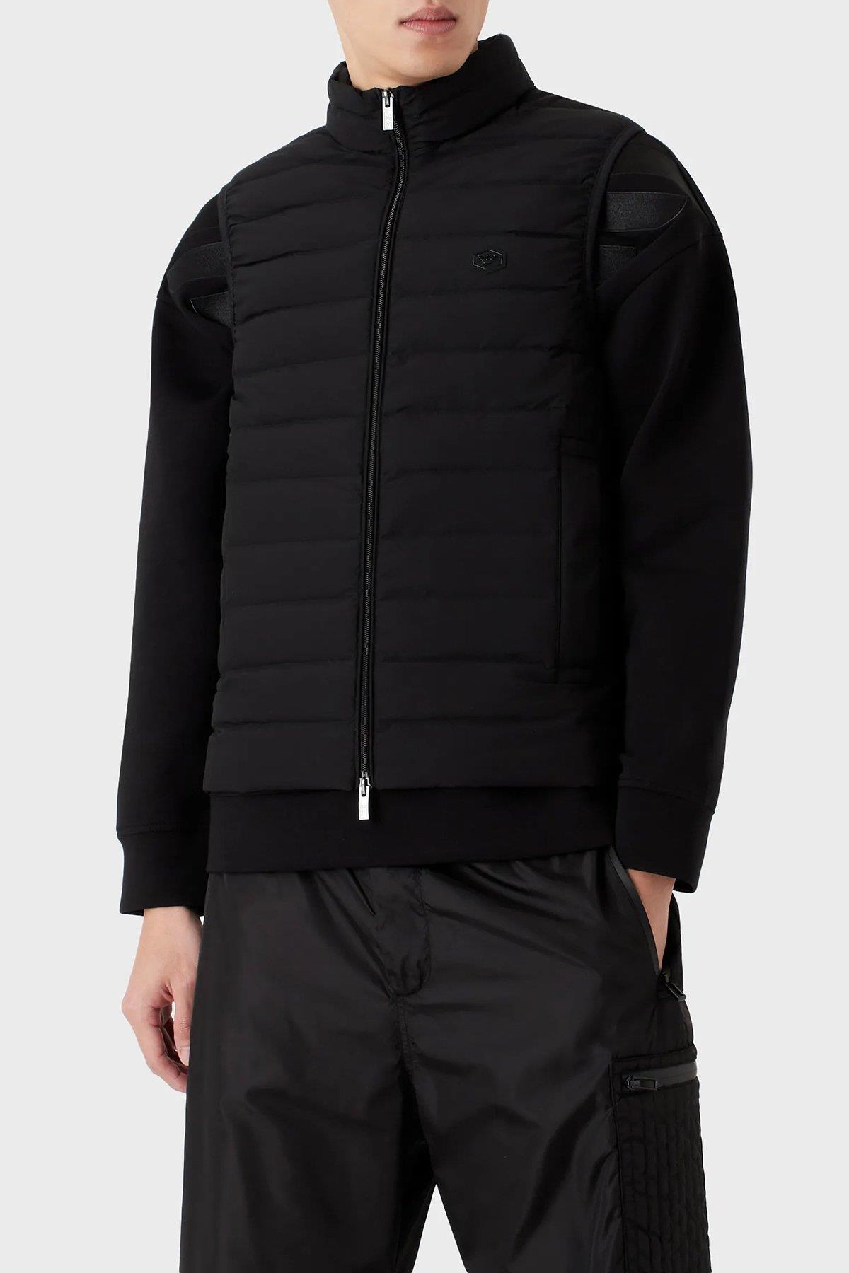 Emporio Armani Emporıo Armani Erkek Dik Yaka Yalıtımlı Marka Logolu Fermuarlı Siyah Mont 8N1BQ1 1NLRZ-0999