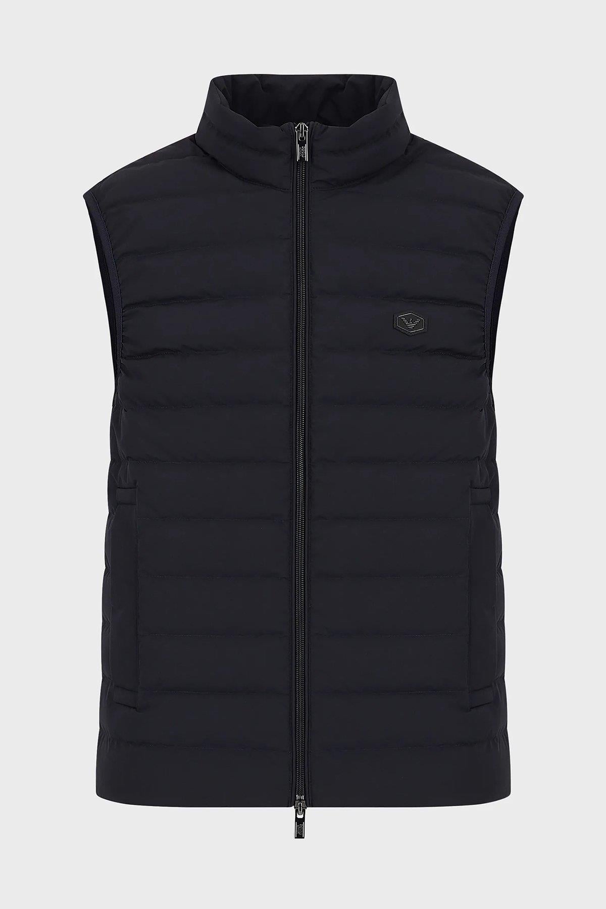Emporio Armani Emporıo Armani Erkek Dik Yaka Yalıtımlı Marka Logolu Fermuarlı Lacivert Mont 8N1BQ1 1NLRZ-0920