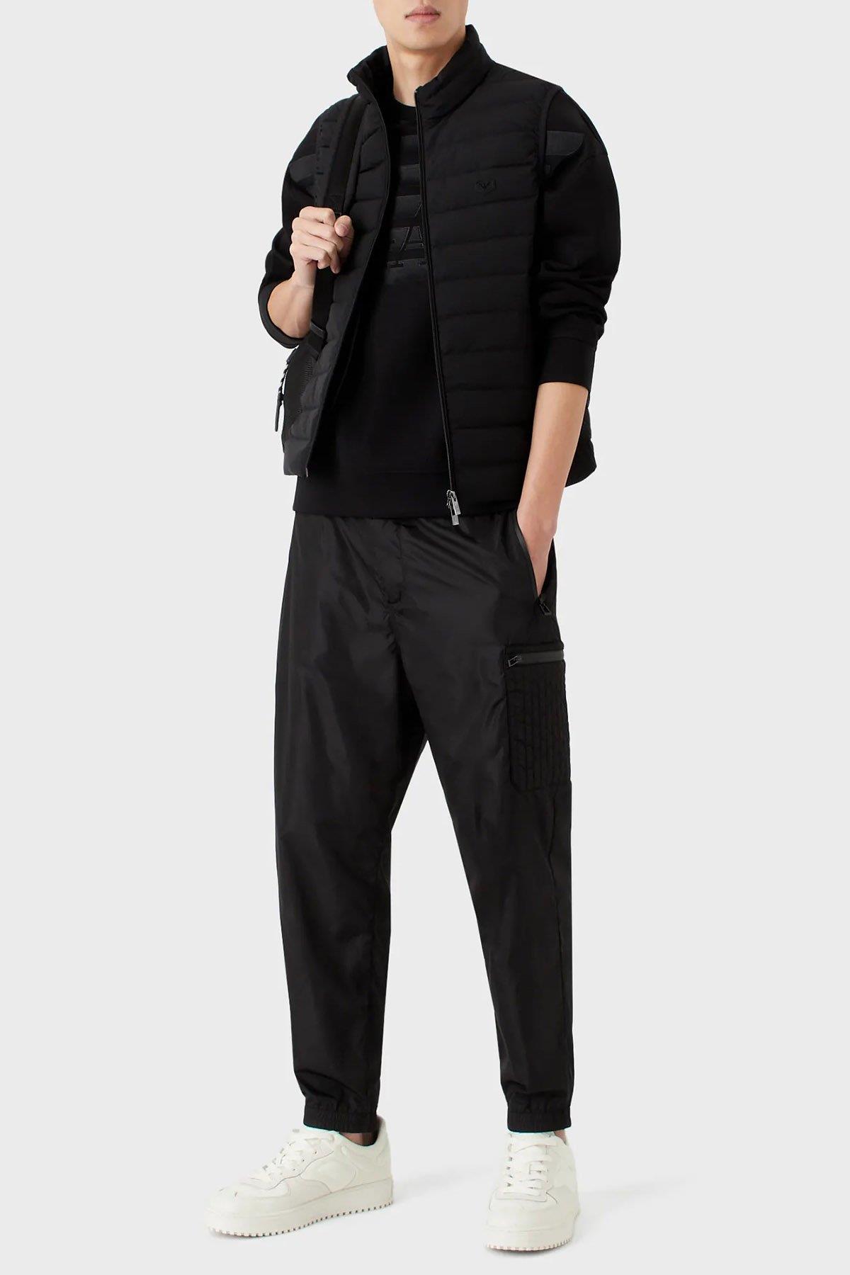 Emporio Armani Emporıo Armani Erkek Dik Yaka Yalıtımlı Marka Logolu Fermuarlı Siyah Mont 8N1BQ1 1NLRZ-0999