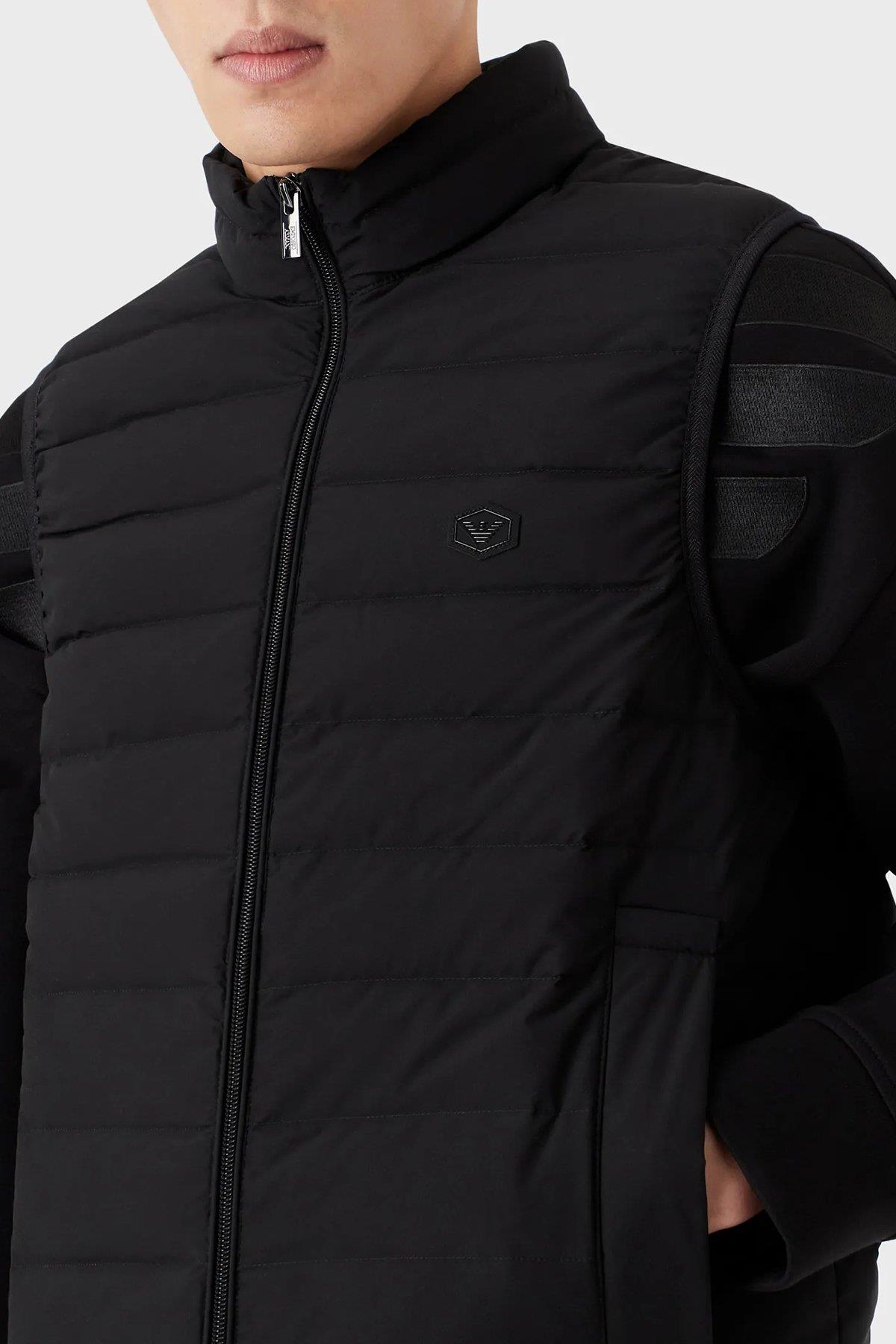 Emporio Armani Emporıo Armani Erkek Dik Yaka Yalıtımlı Marka Logolu Fermuarlı Siyah Mont 8N1BQ1 1NLRZ-0999